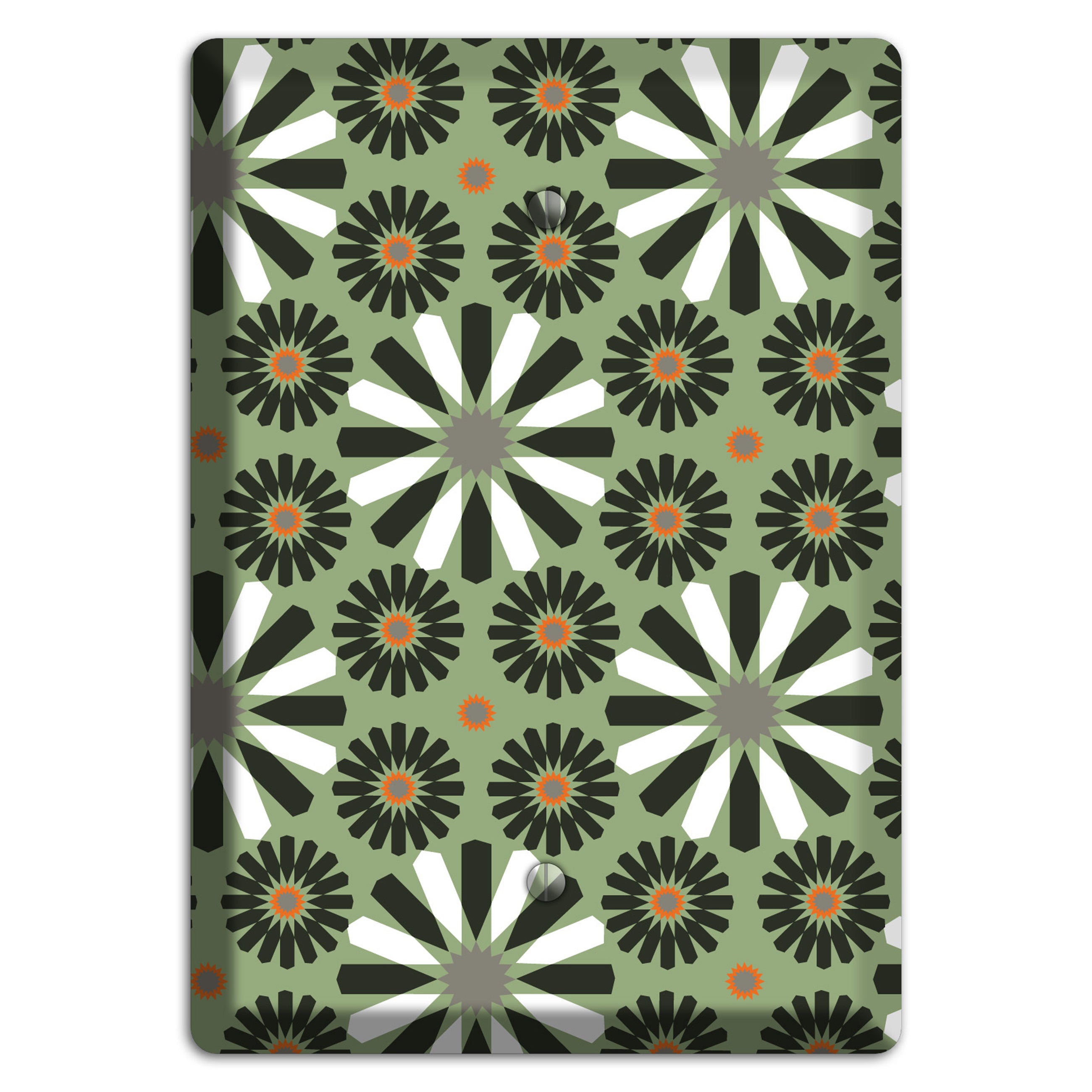 Olive with Scandinavian Floral Blank Wallplate