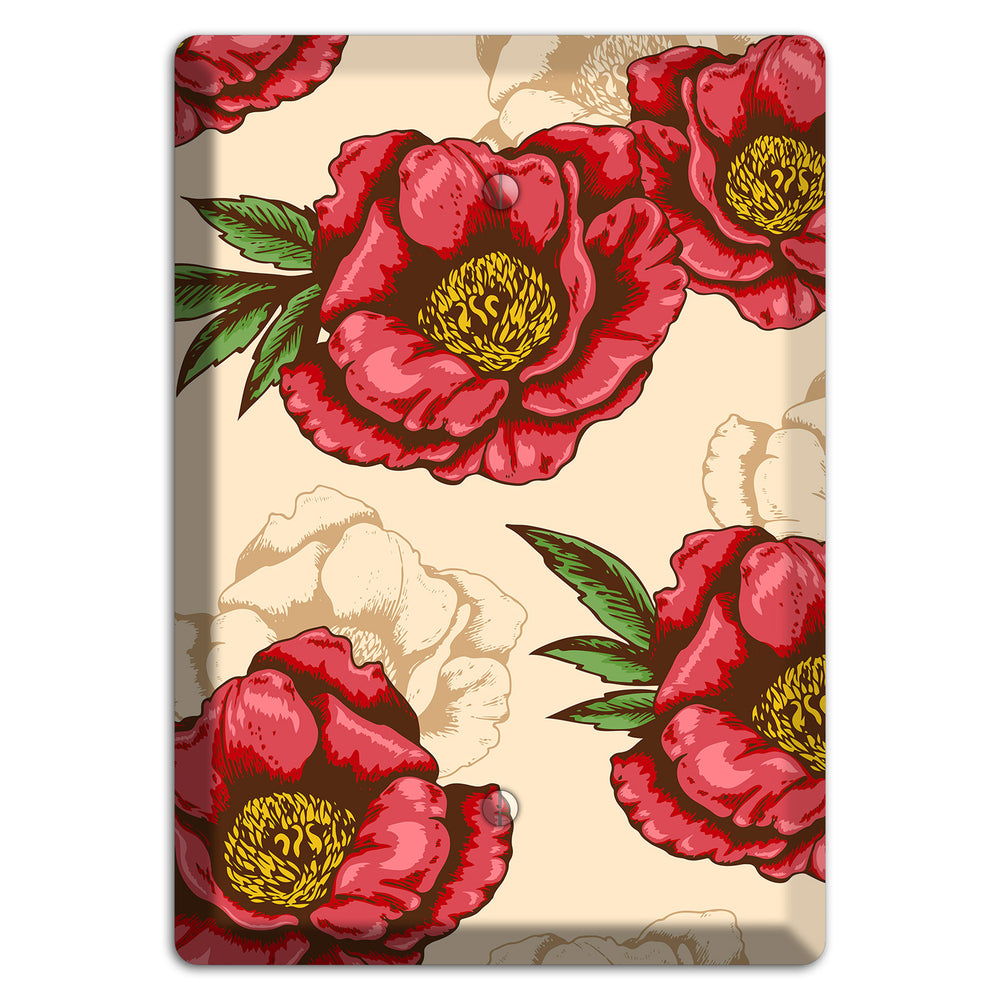 Red Peony Style A Blank Wallplate