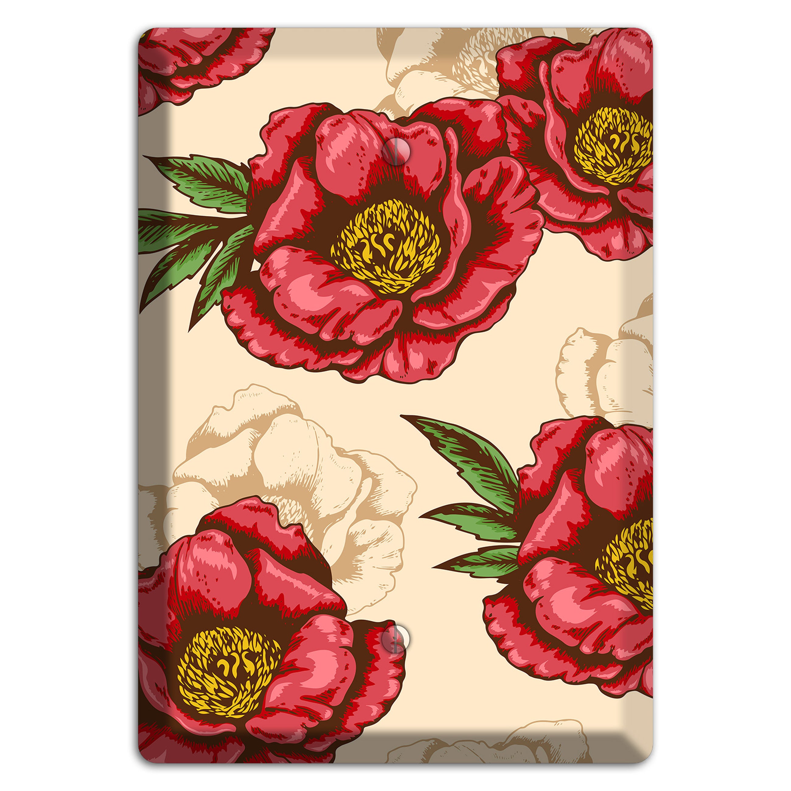 Red Peony Style A Blank Wallplate