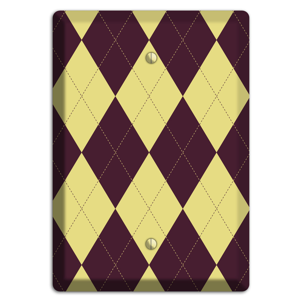 Yellow and Dark Maroon Argyle Blank Wallplate