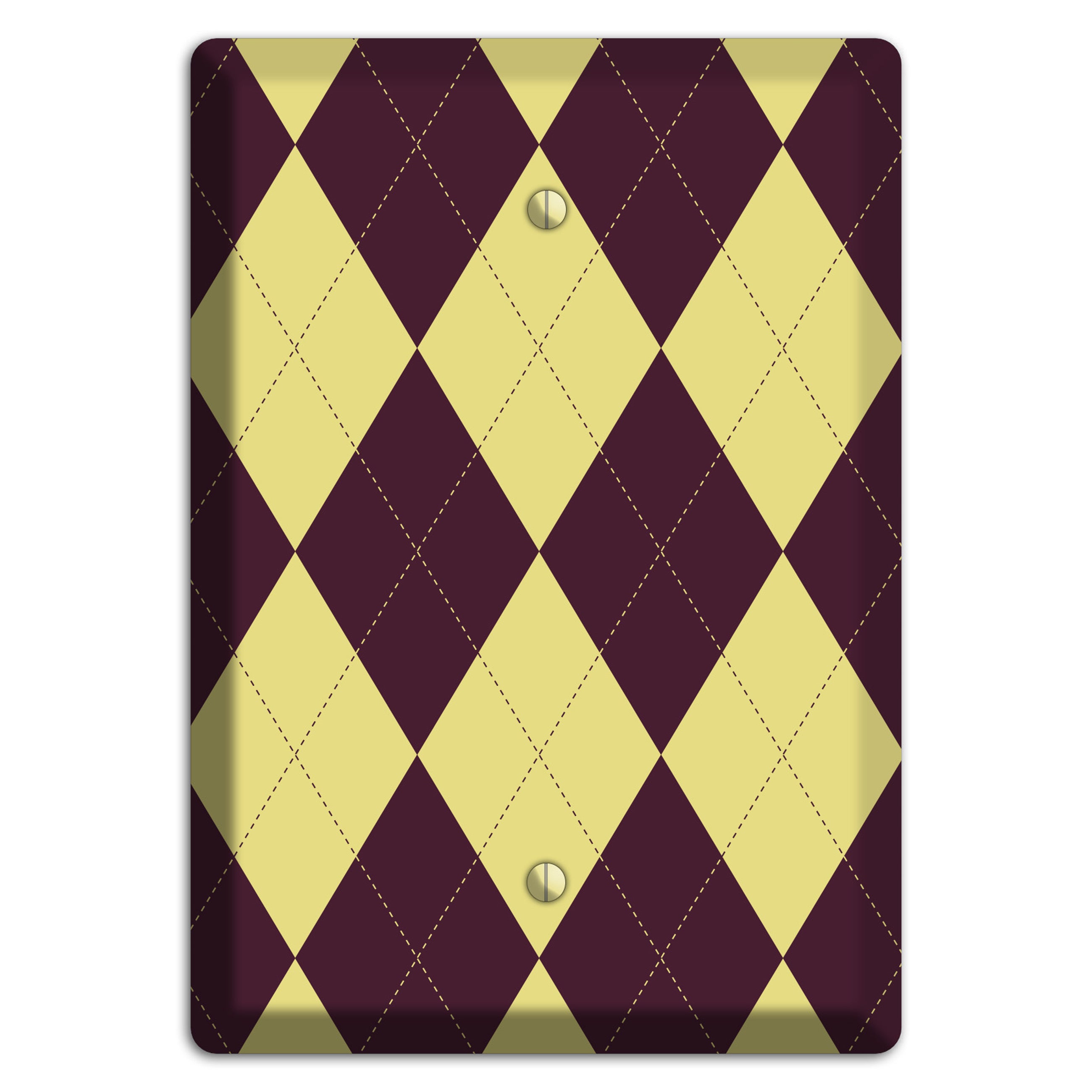 Yellow and Dark Maroon Argyle Blank Wallplate
