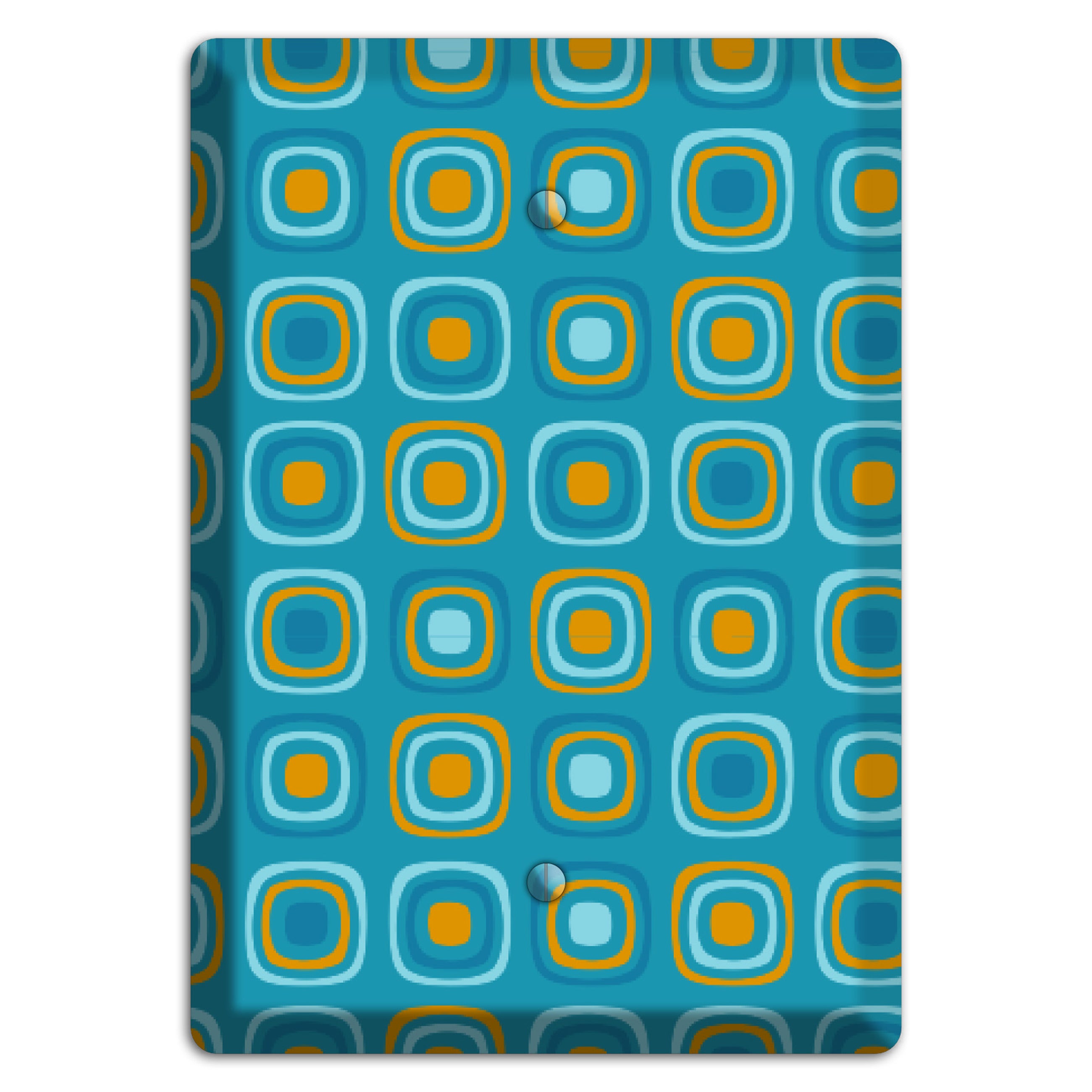 Teal and Mustard Rounded Squares Blank Wallplate