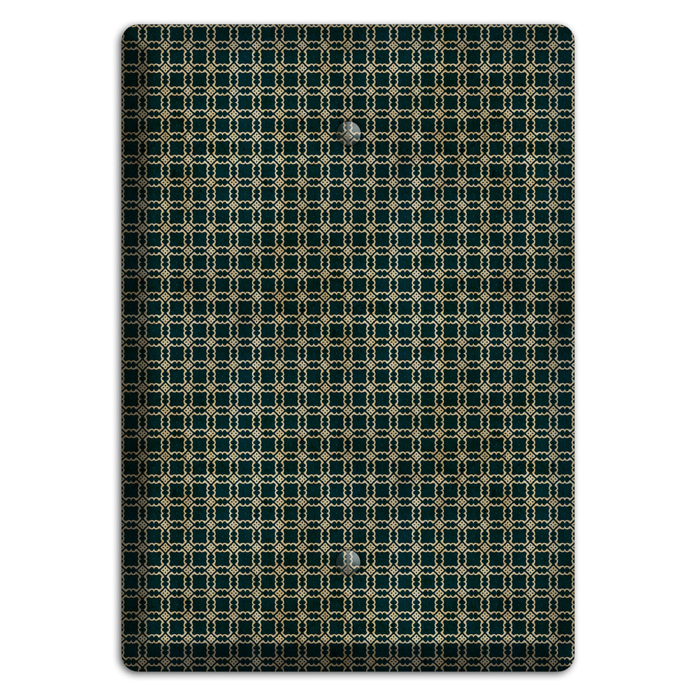 Dark Green Grunge Tiled Tiny Arabesque Blank Wallplate