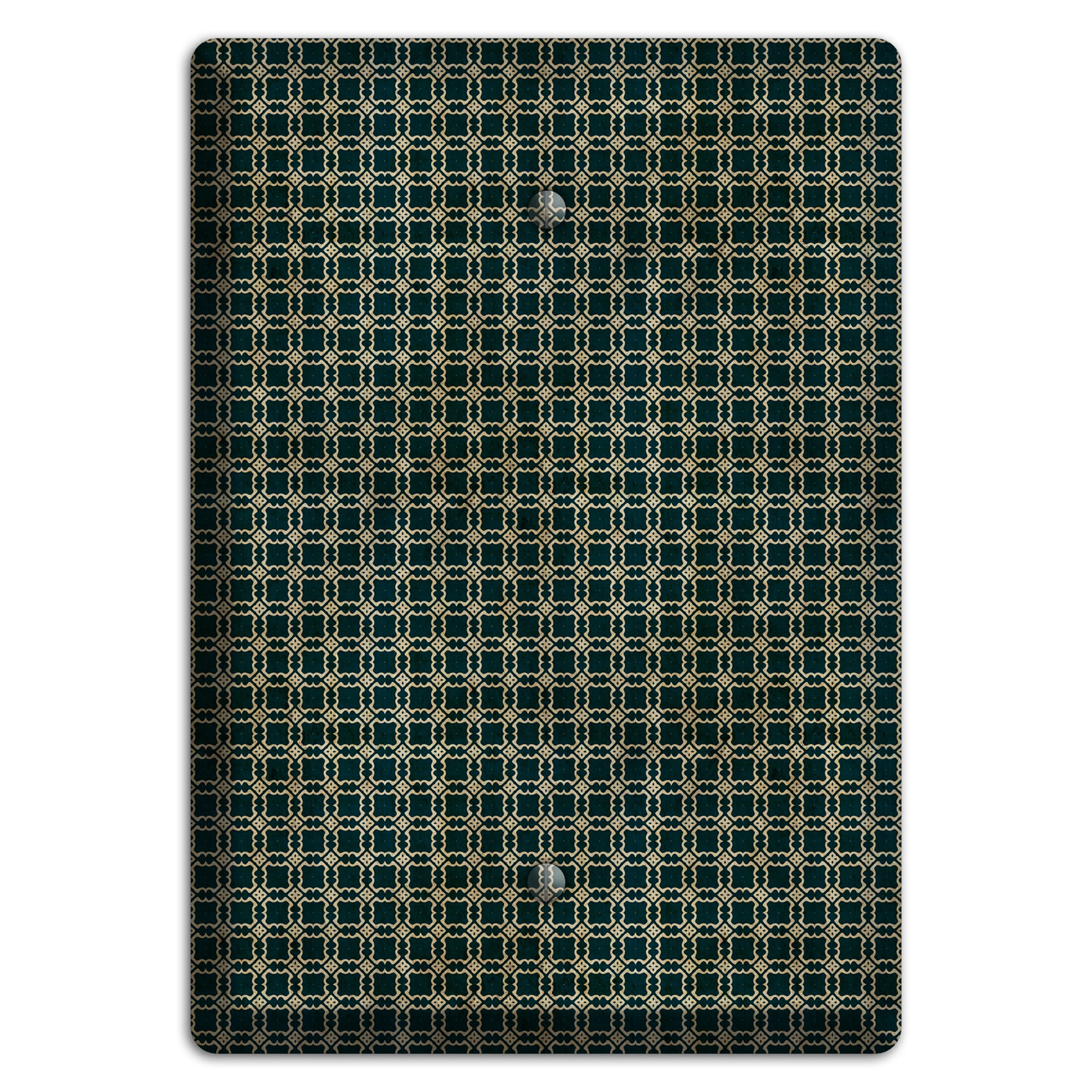 Dark Green Grunge Tiled Tiny Arabesque Blank Wallplate