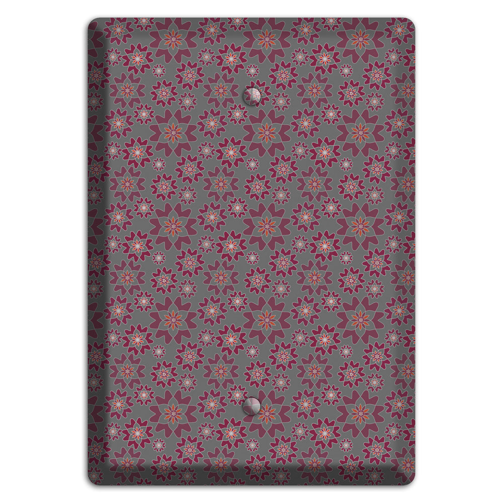 Grey with Tiny Burgundy Retro Suzani Blank Wallplate