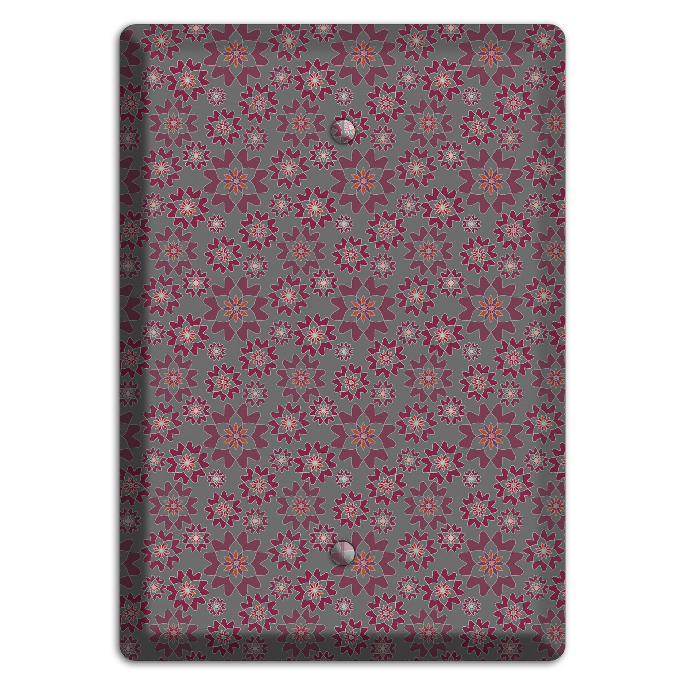 Grey with Tiny Burgundy Retro Suzani Blank Wallplate