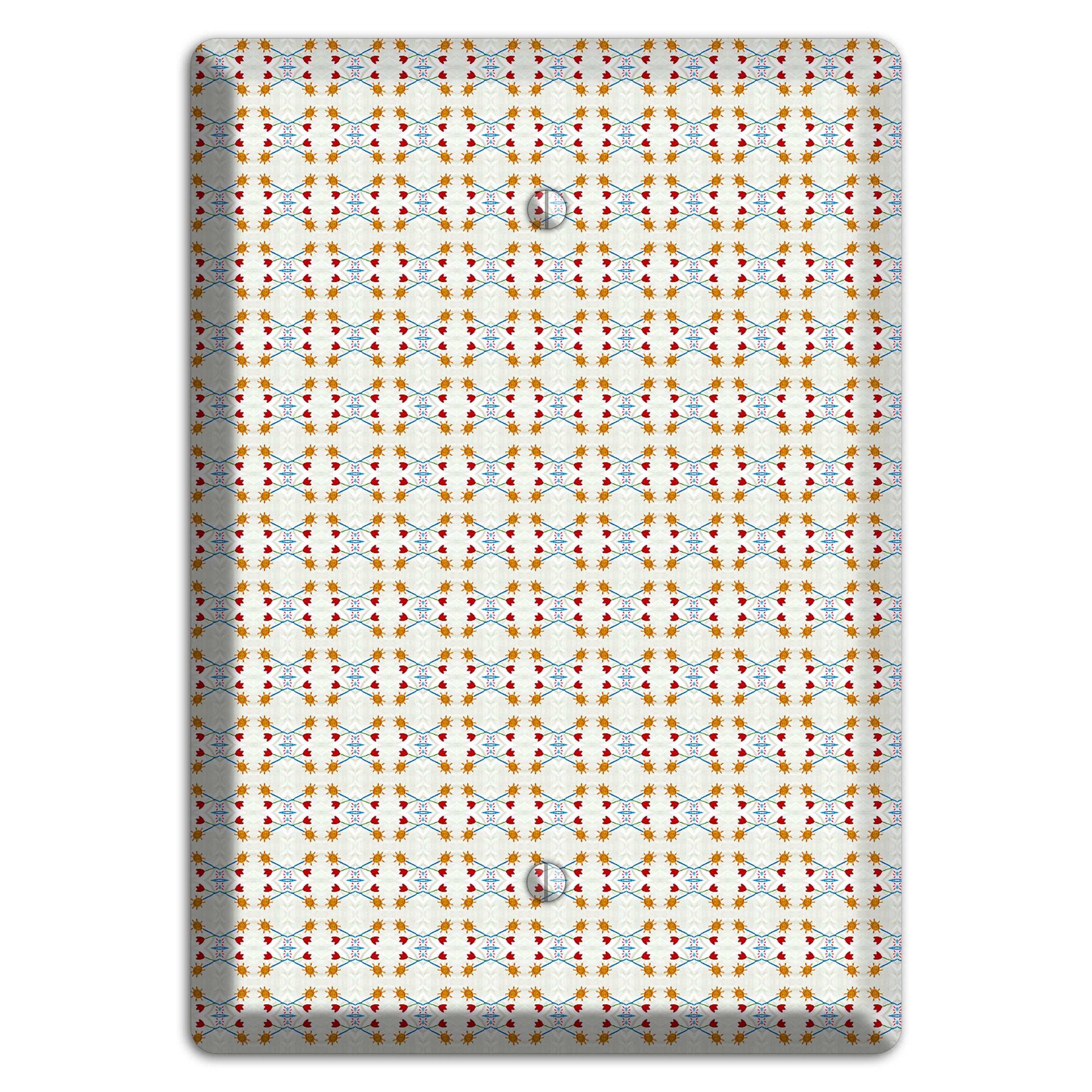 Off White Red Blue Retro Arabesque Blank Wallplate