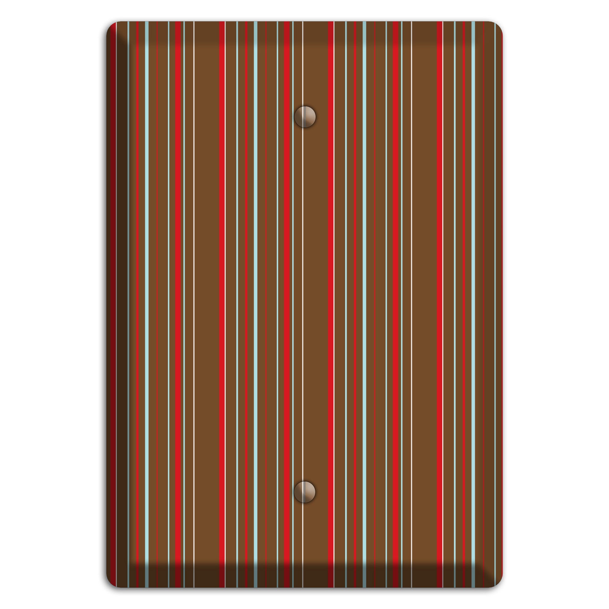 Brown Red and Dusty Blue Vertical Stripes Blank Wallplate