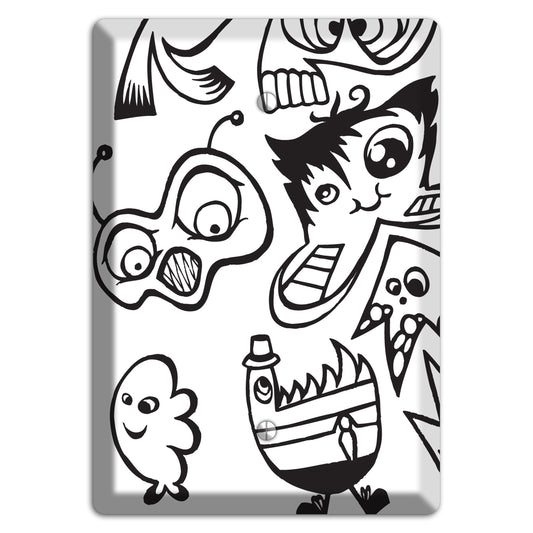 Black and White Whimsical Faces 3 Blank Wallplate