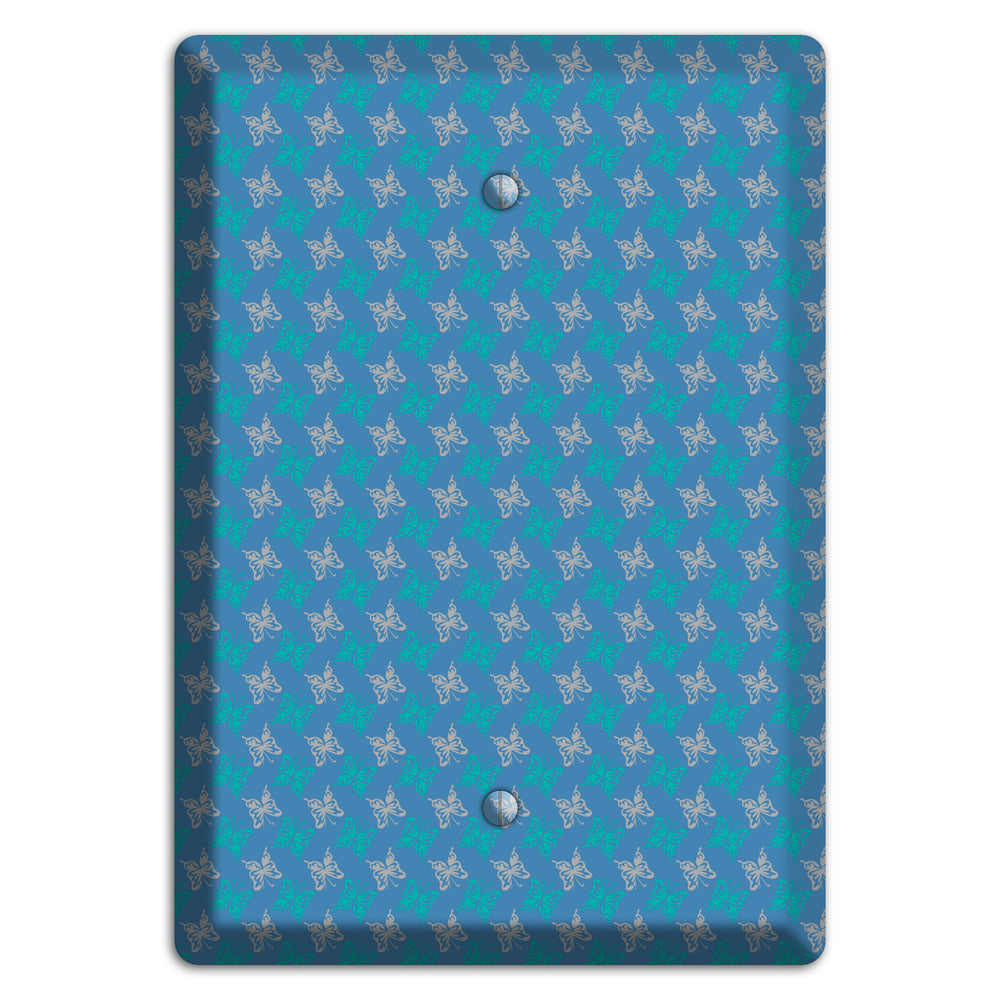 Blue with White and Turquoise Butterflies Blank Wallplate