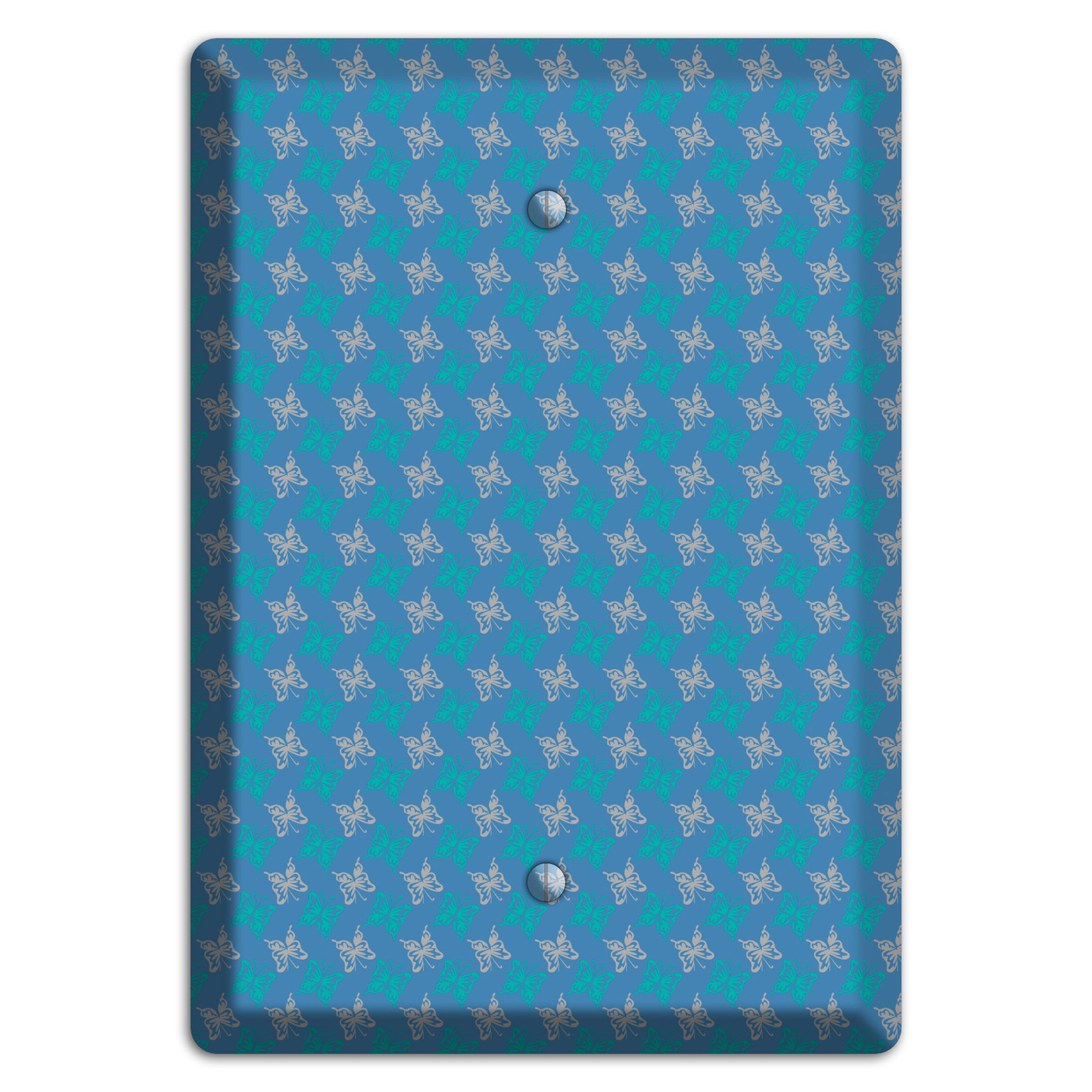 Blue with White and Turquoise Butterflies Blank Wallplate