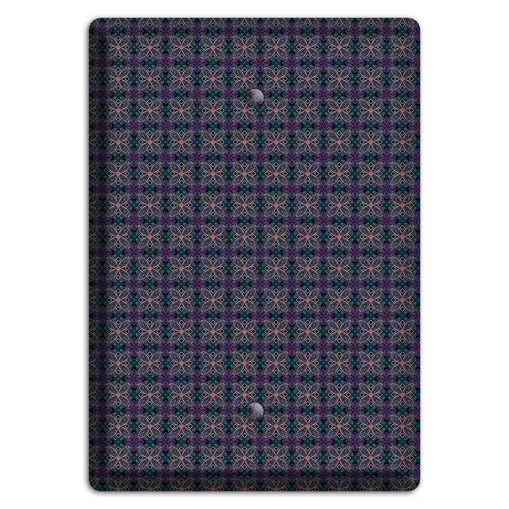 Purple and Green Tiled Floral Foulard Blank Wallplate