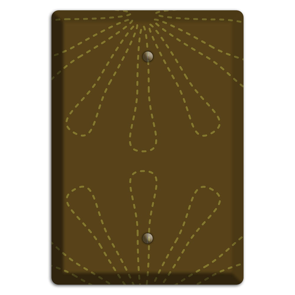 Brown Retro Stipple Floral Contour Blank Wallplate