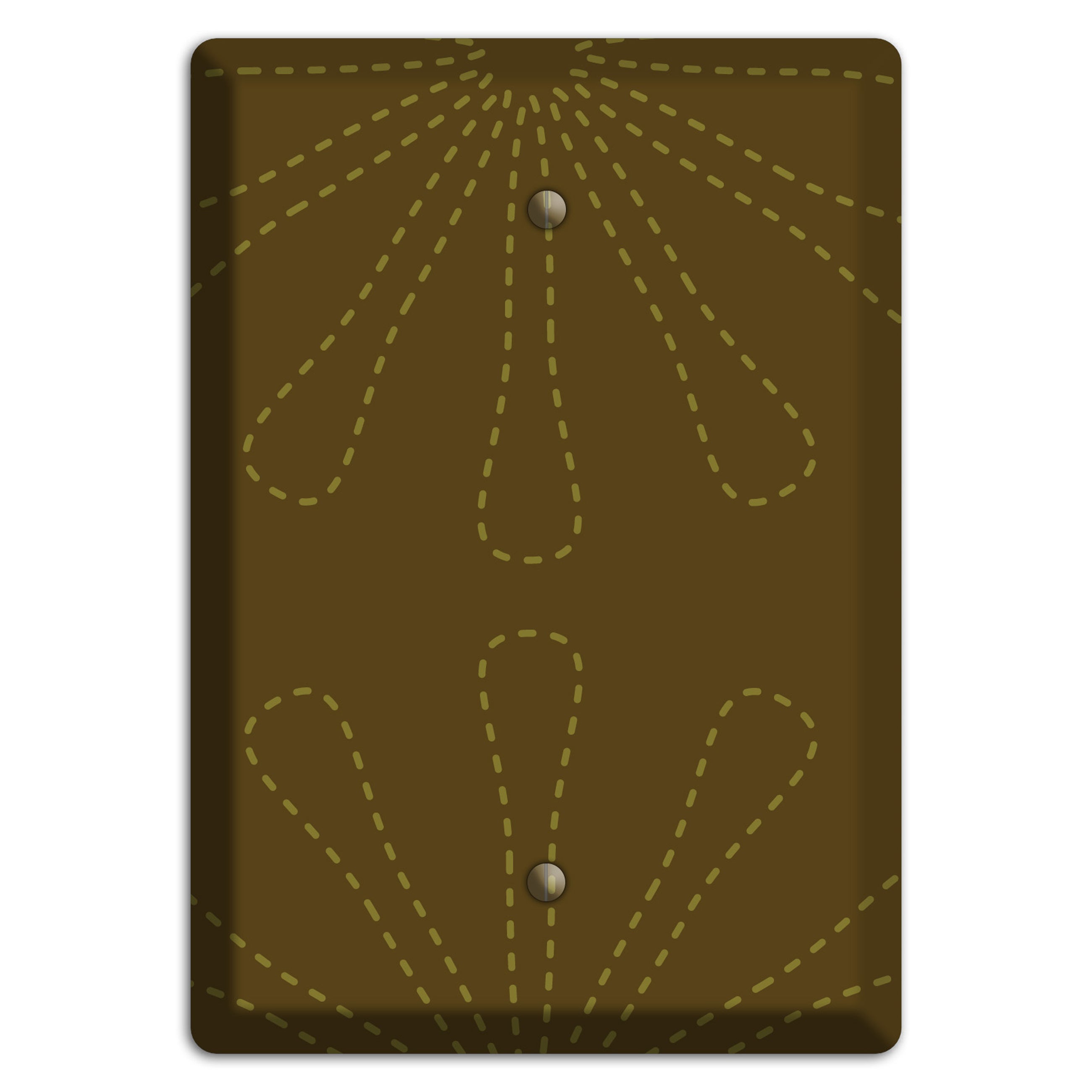 Brown Retro Stipple Floral Contour Blank Wallplate