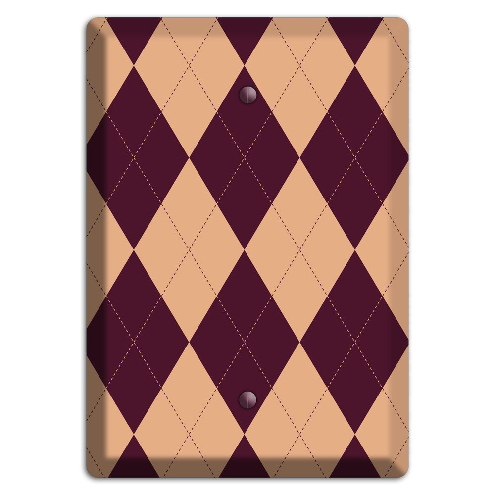 Purple and Beige Argyle Blank Wallplate