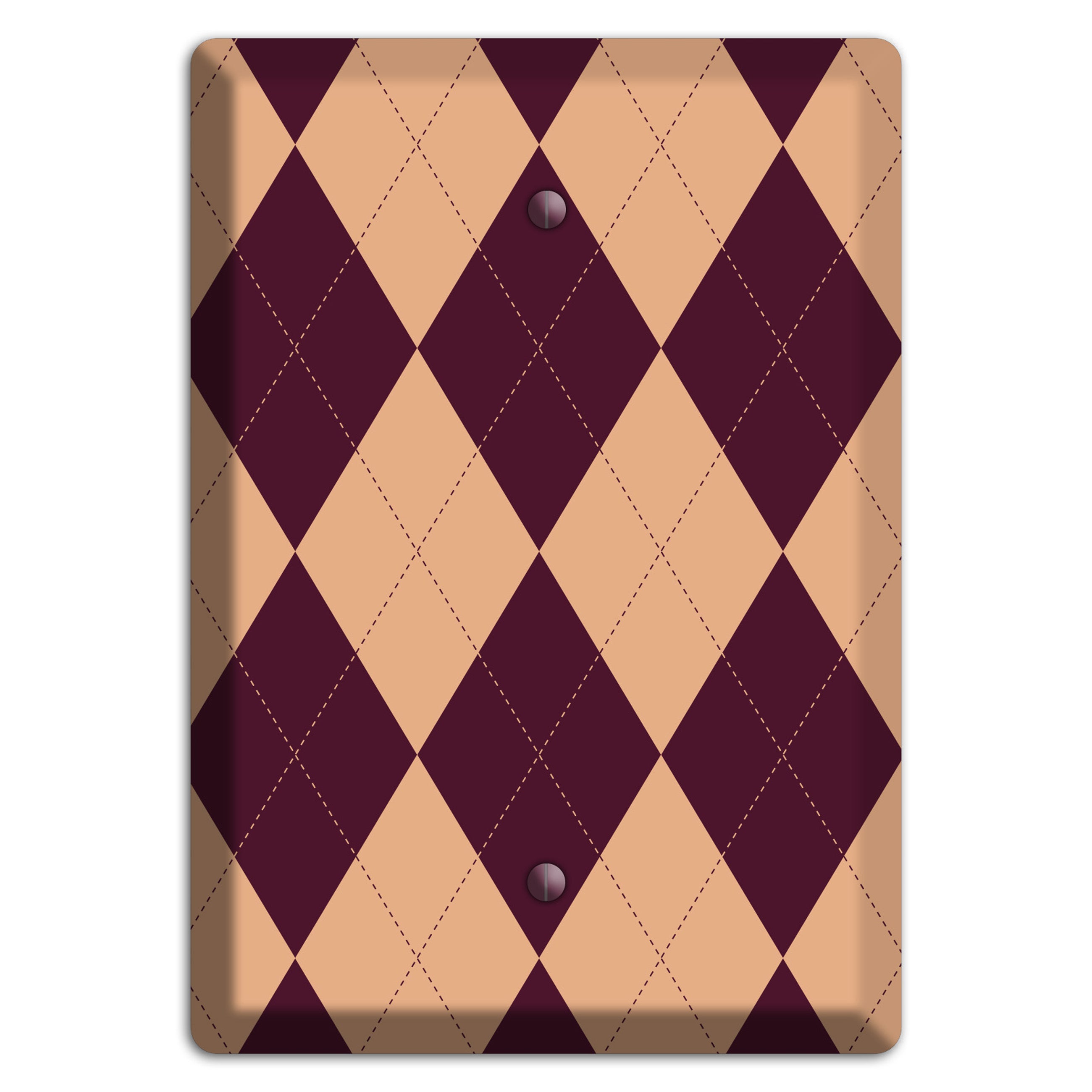 Purple and Beige Argyle Blank Wallplate