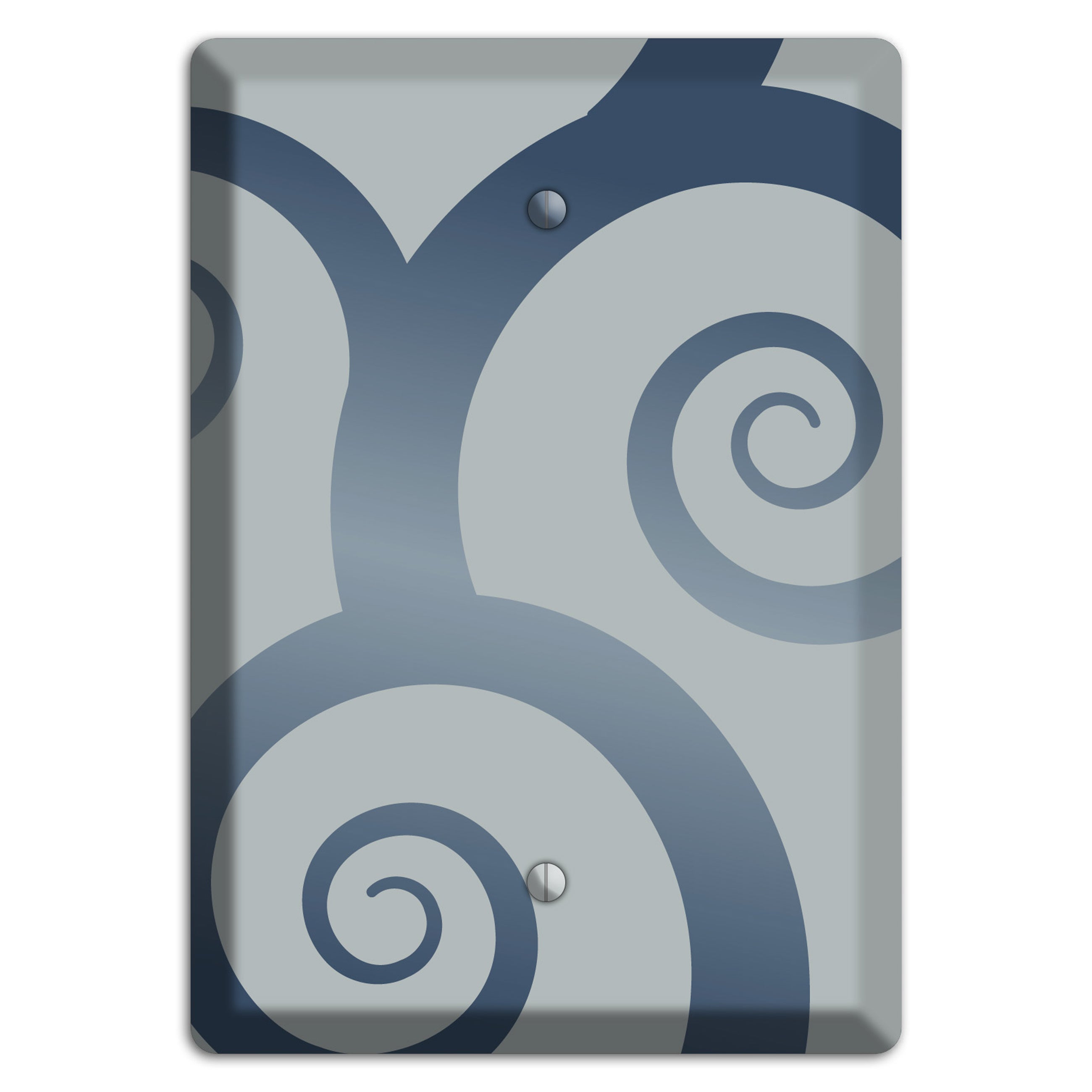 Grey with Blue Large Swirl Blank Wallplate