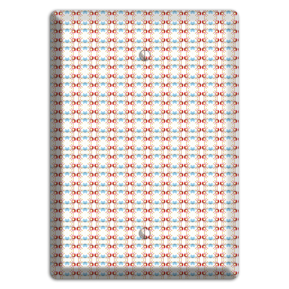 Off White with Red Blue Retro Tapestry Blank Wallplate