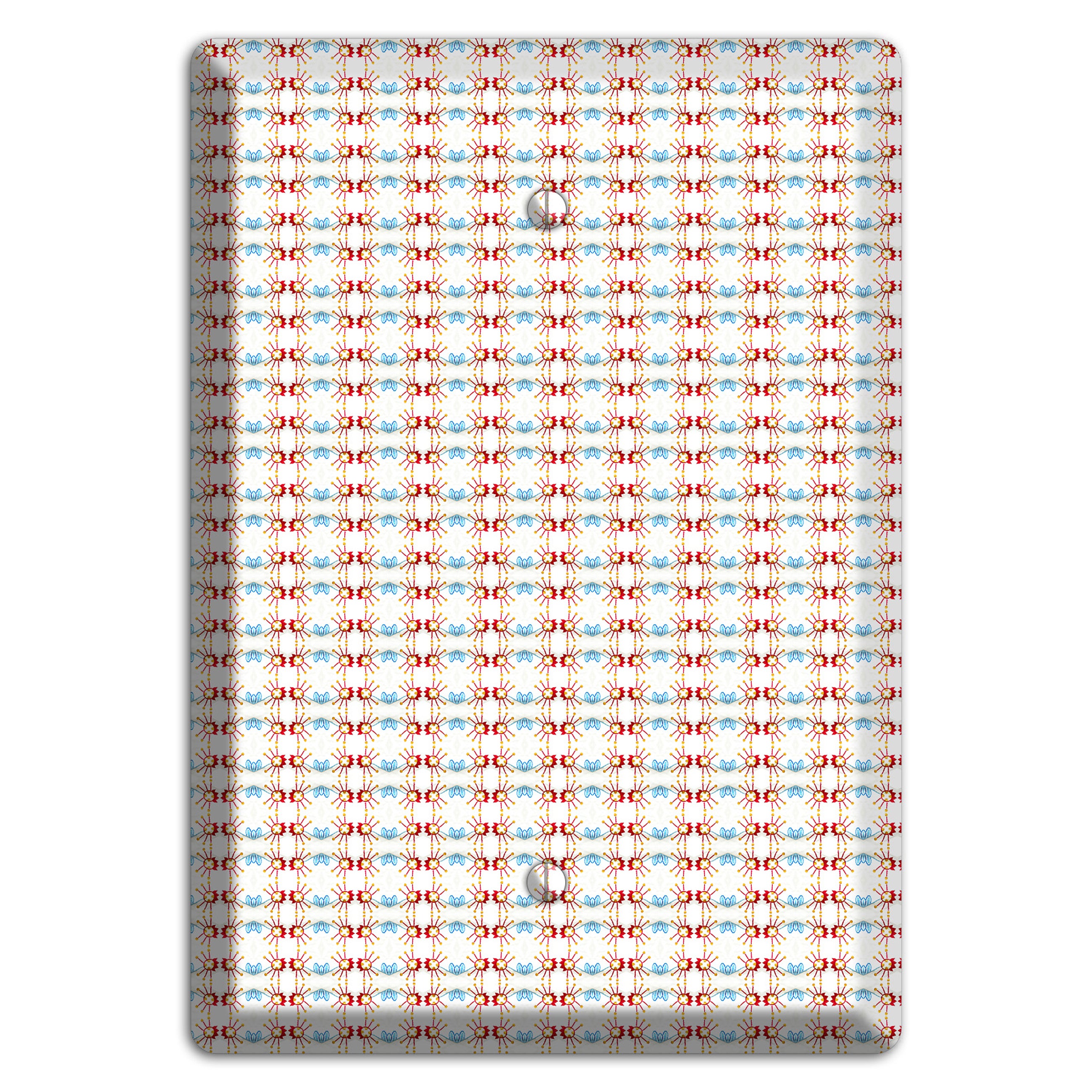 Off White with Red Blue Retro Tapestry Blank Wallplate