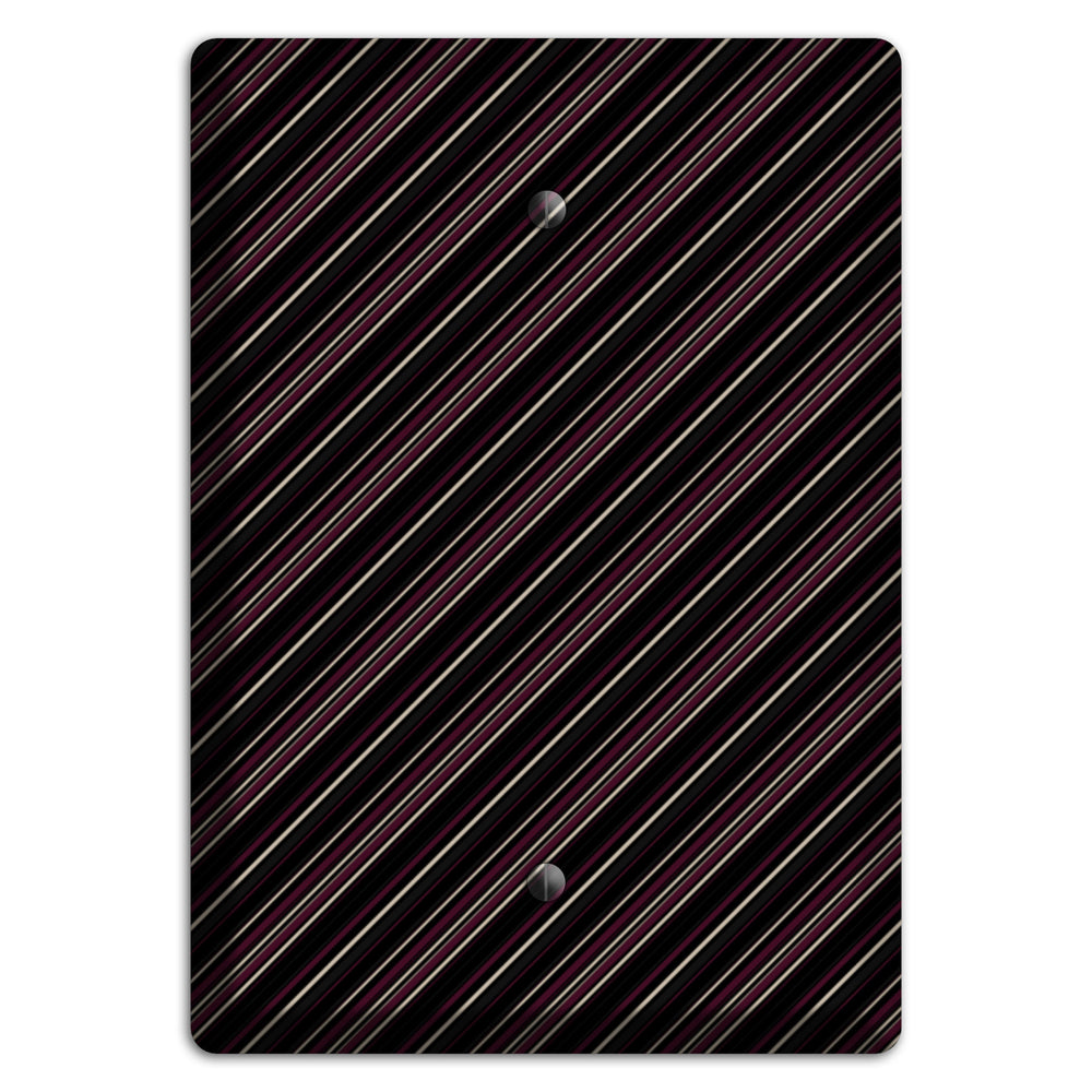 Black with White and Burgundy Angled Pinstripe Blank Wallplate