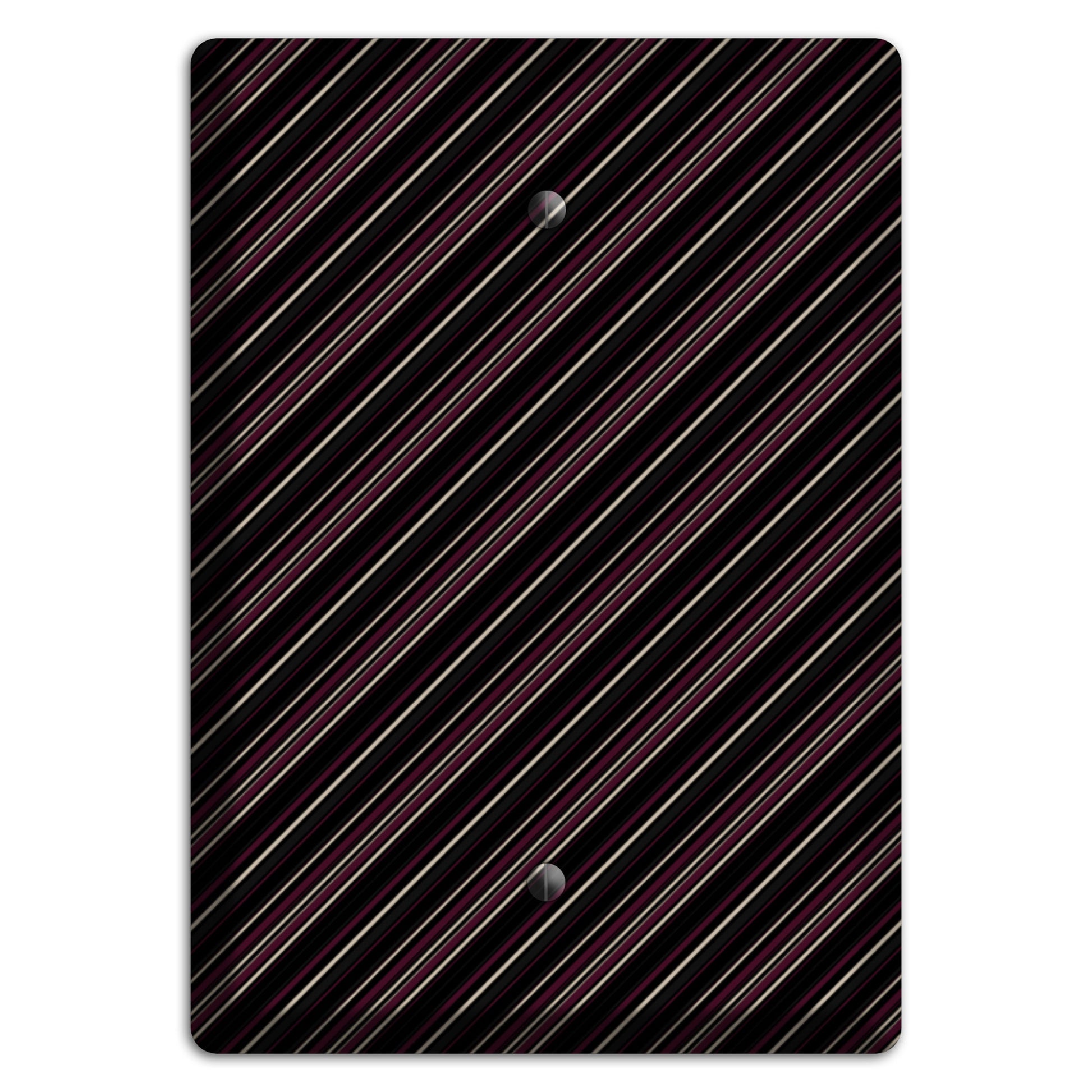 Black with White and Burgundy Angled Pinstripe Blank Wallplate