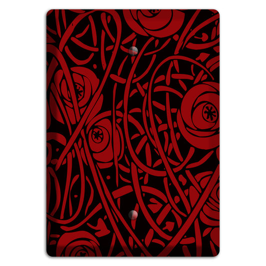 Red Deco Floral Blank Wallplate