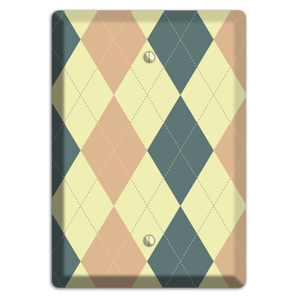 Yellow and Beige Argyle Blank Wallplate