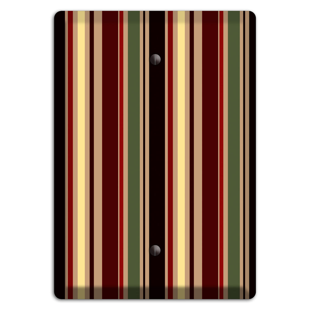 Multi olive and Burgundy Vertical Stripes Blank Wallplate