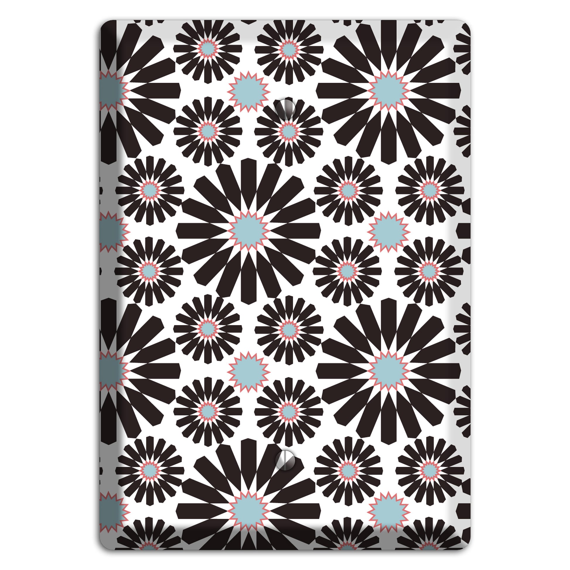 Dusty Blue Maroon Scandinavian Floral 2 Blank Wallplate