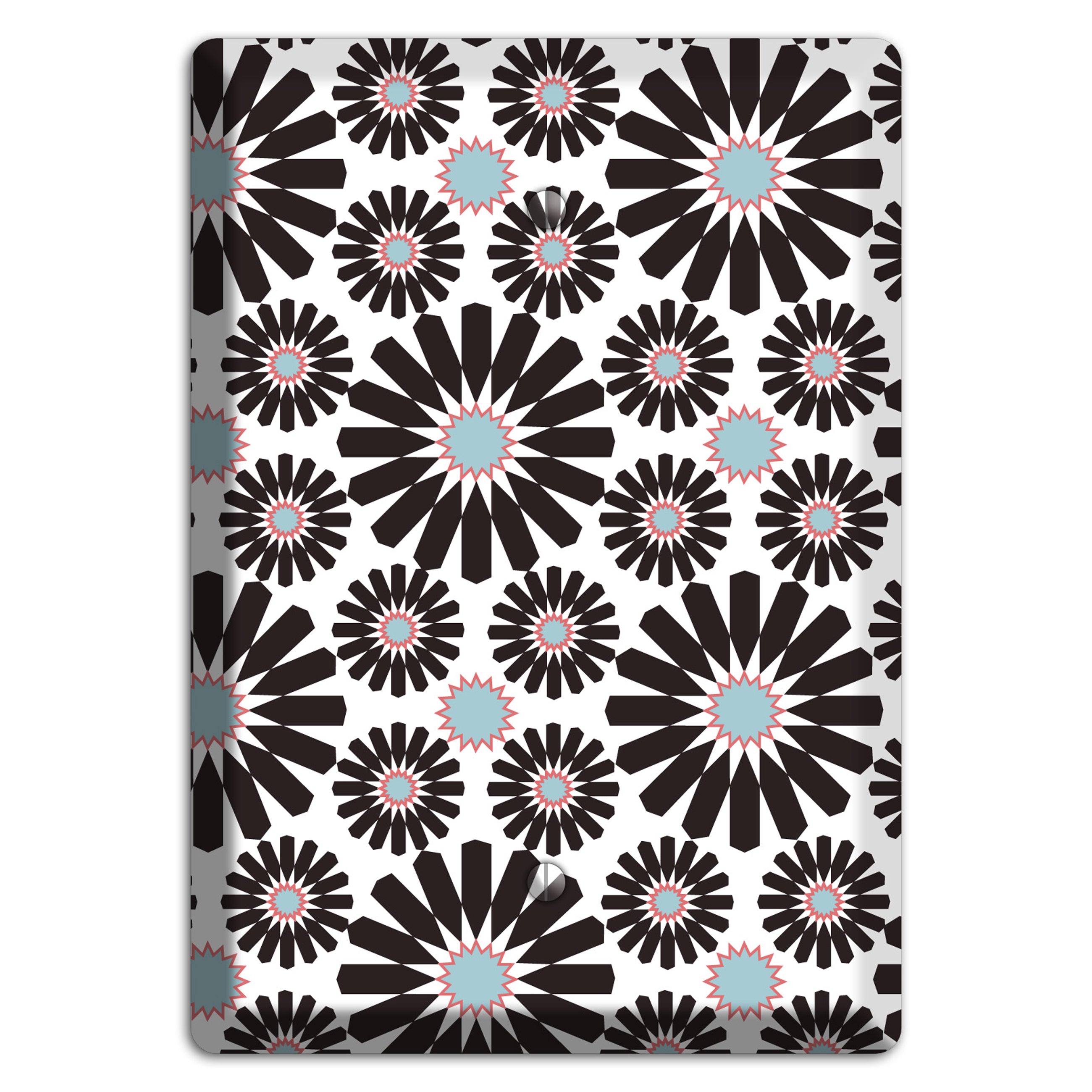 Dusty Blue Maroon Scandinavian Floral 2 Blank Wallplate