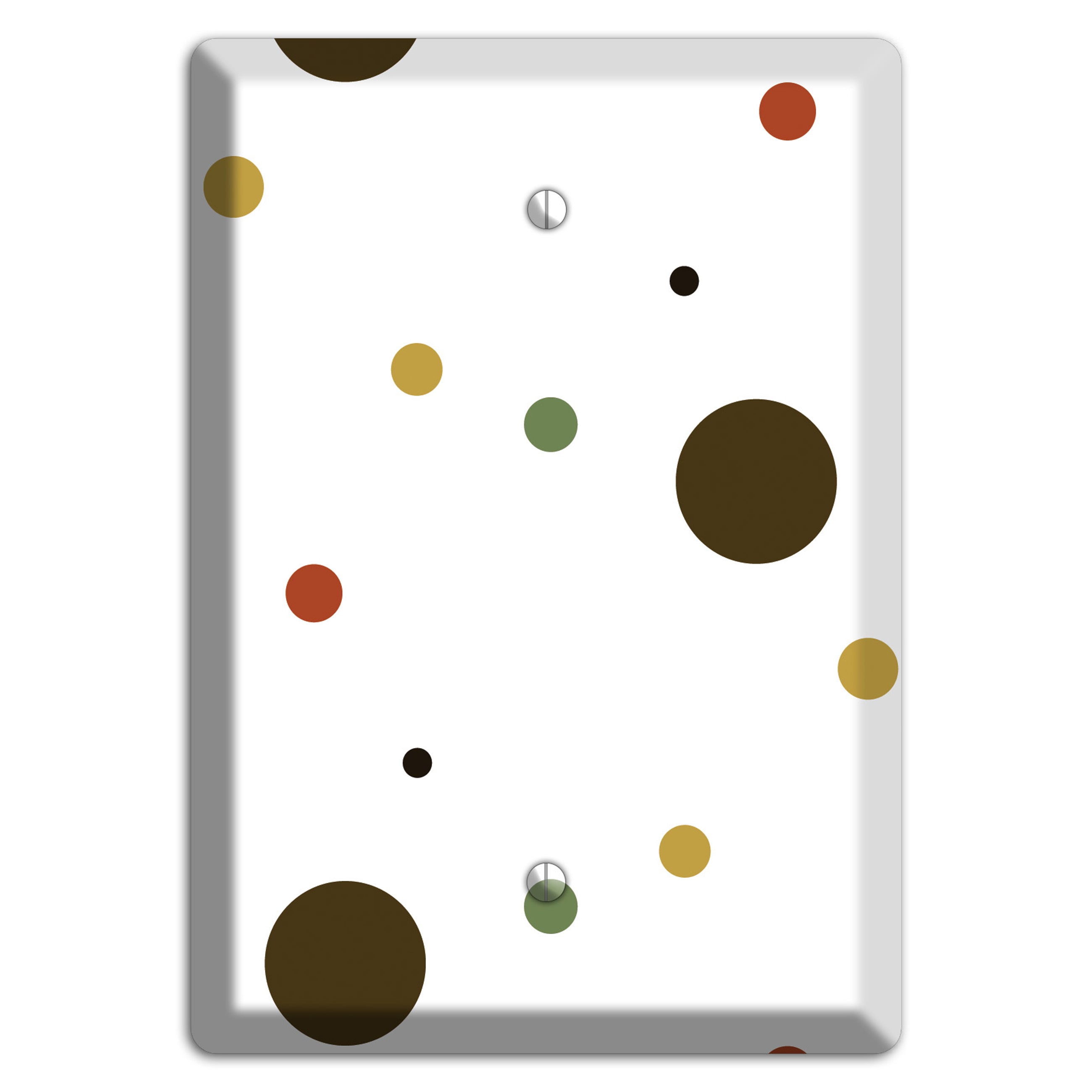 White with Multi Brown Multi Medium Dots Blank Wallplate