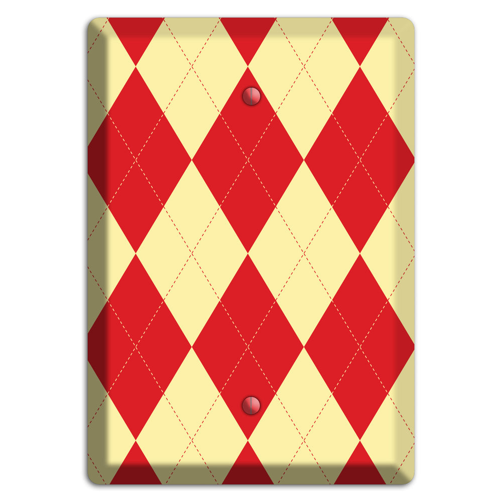Orange and Yellow Argyle Blank Wallplate