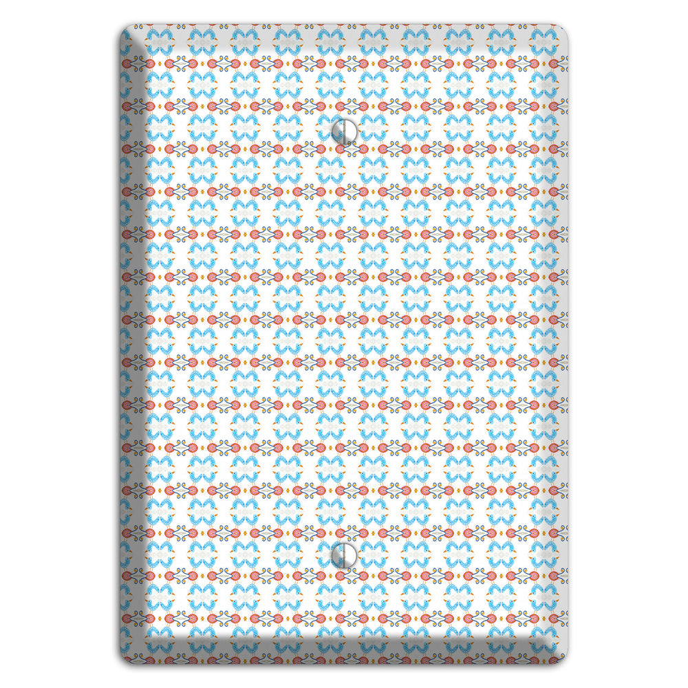 White with Blue Red Tapestry Blank Wallplate
