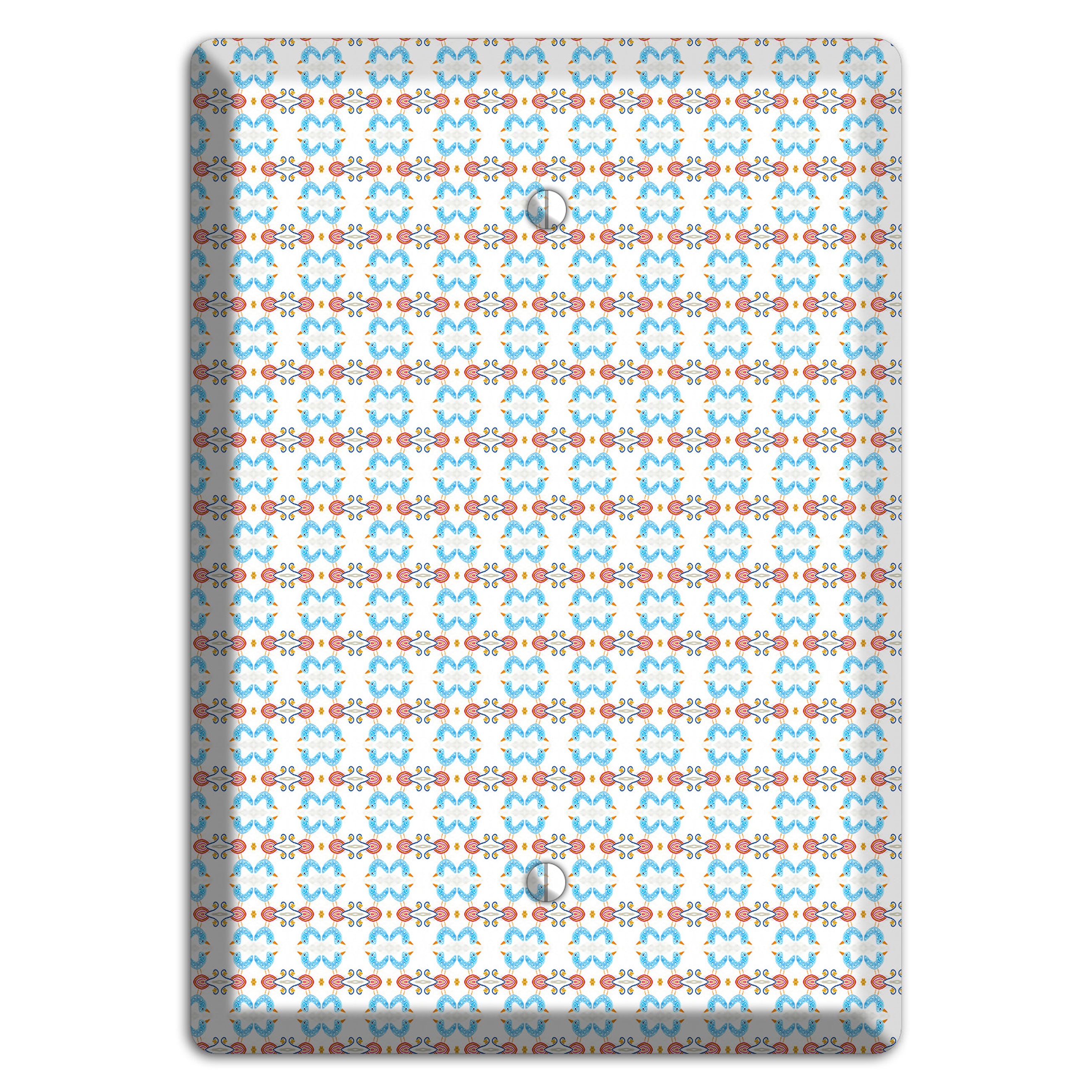 White with Blue Red Tapestry Blank Wallplate