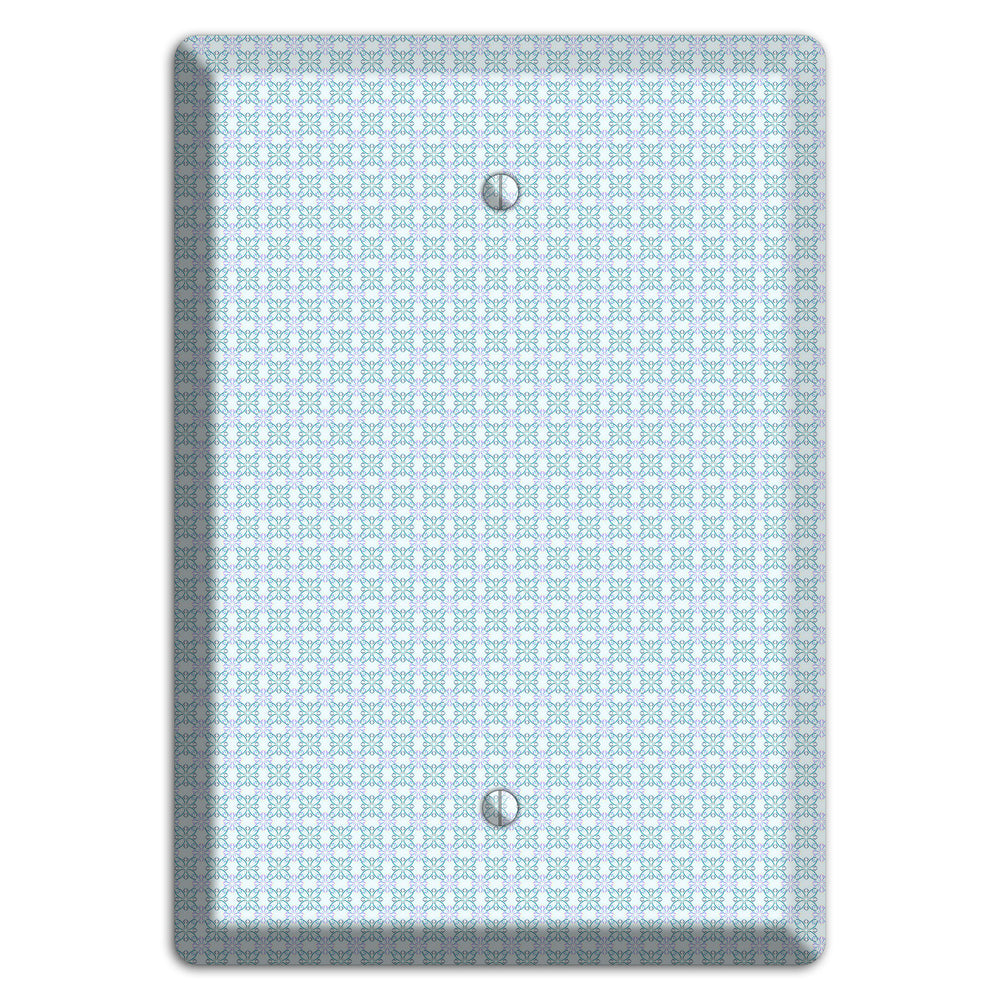 Light Blue and Lavender Tiled Tiny Arabesque Blank Wallplate