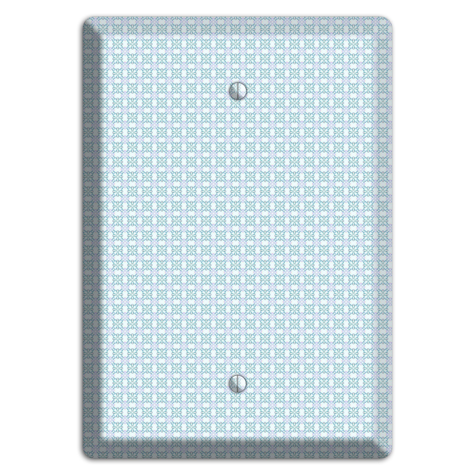 Light Blue and Lavender Tiled Tiny Arabesque Blank Wallplate