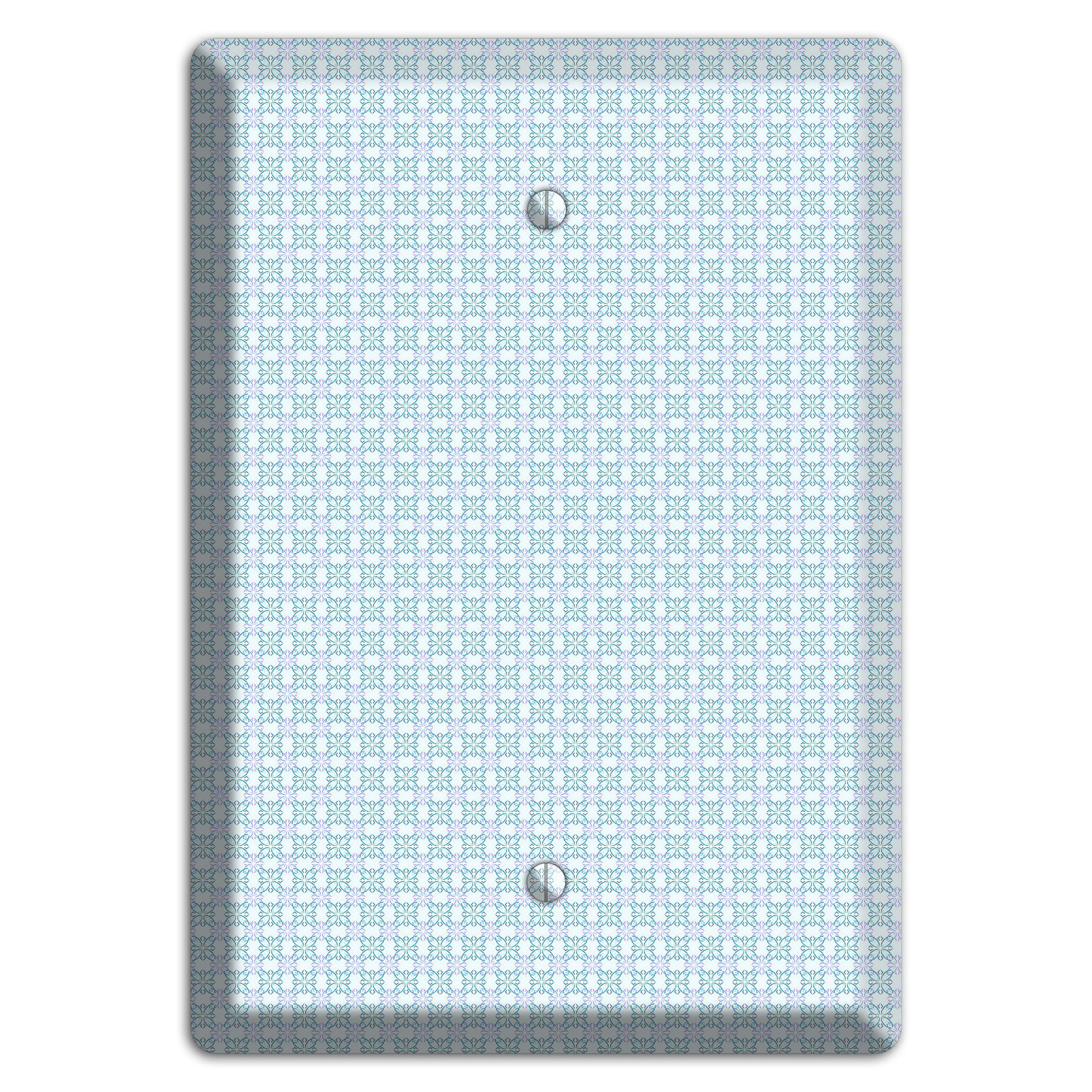 Light Blue and Lavender Tiled Tiny Arabesque Blank Wallplate