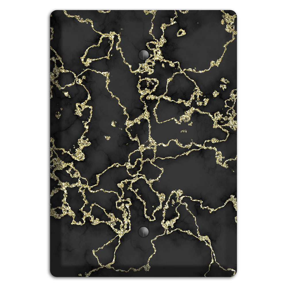 Black and Gold Marble Shatter Blank Wallplate