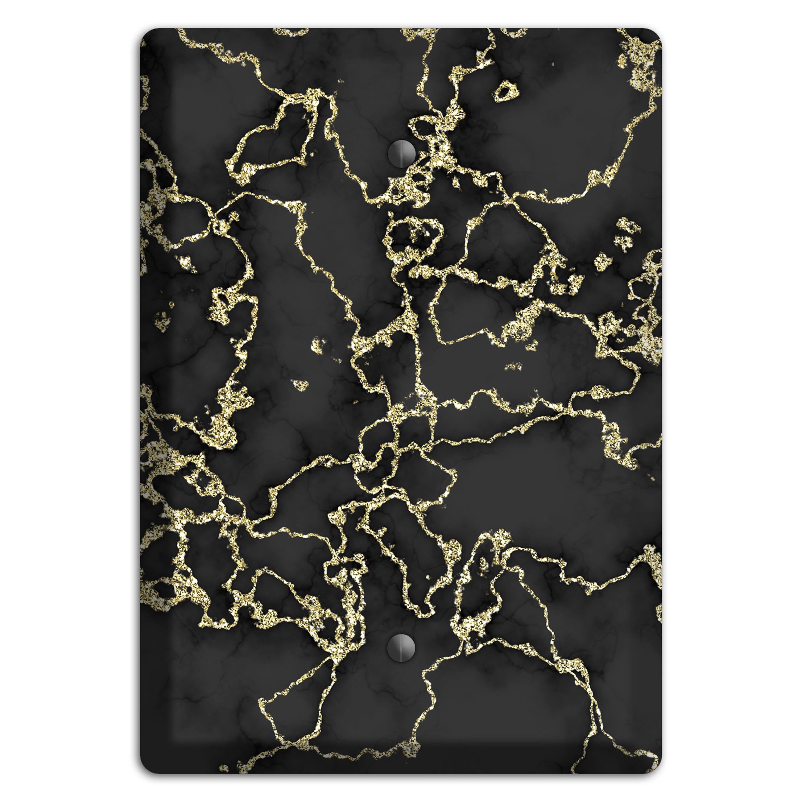 Black and Gold Marble Shatter Blank Wallplate
