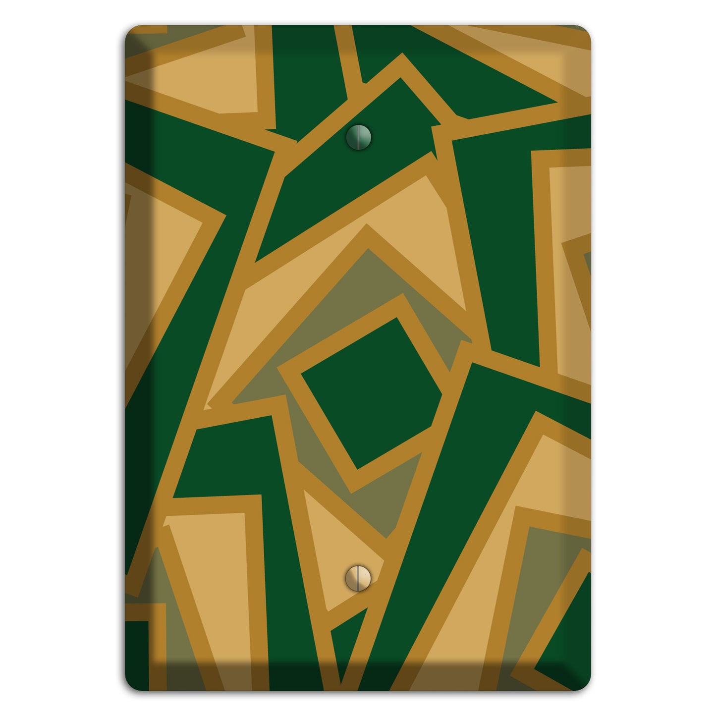 Green and Beige Retro Cubist Blank Wallplate