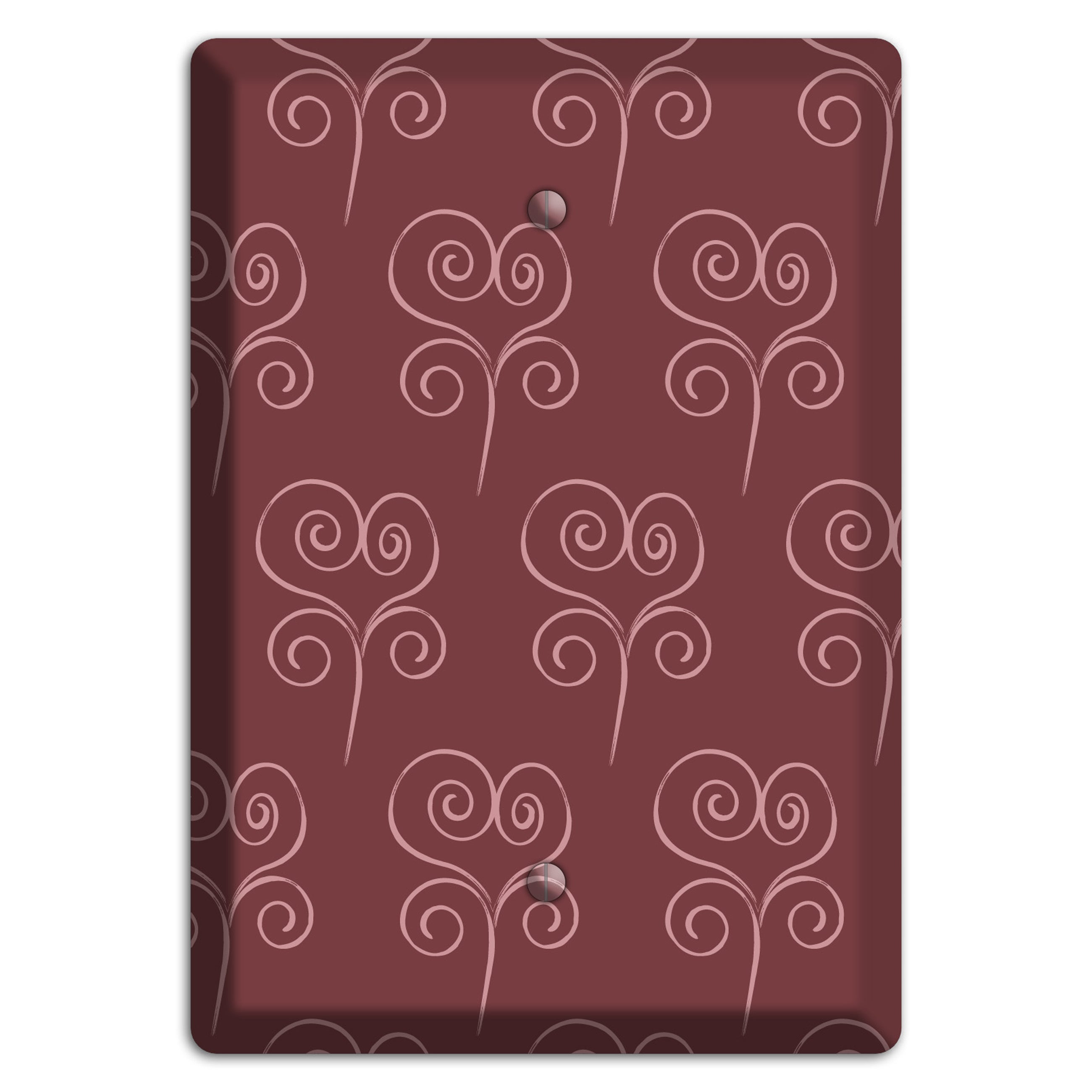 Maroon Scroll Heart Blank Wallplate