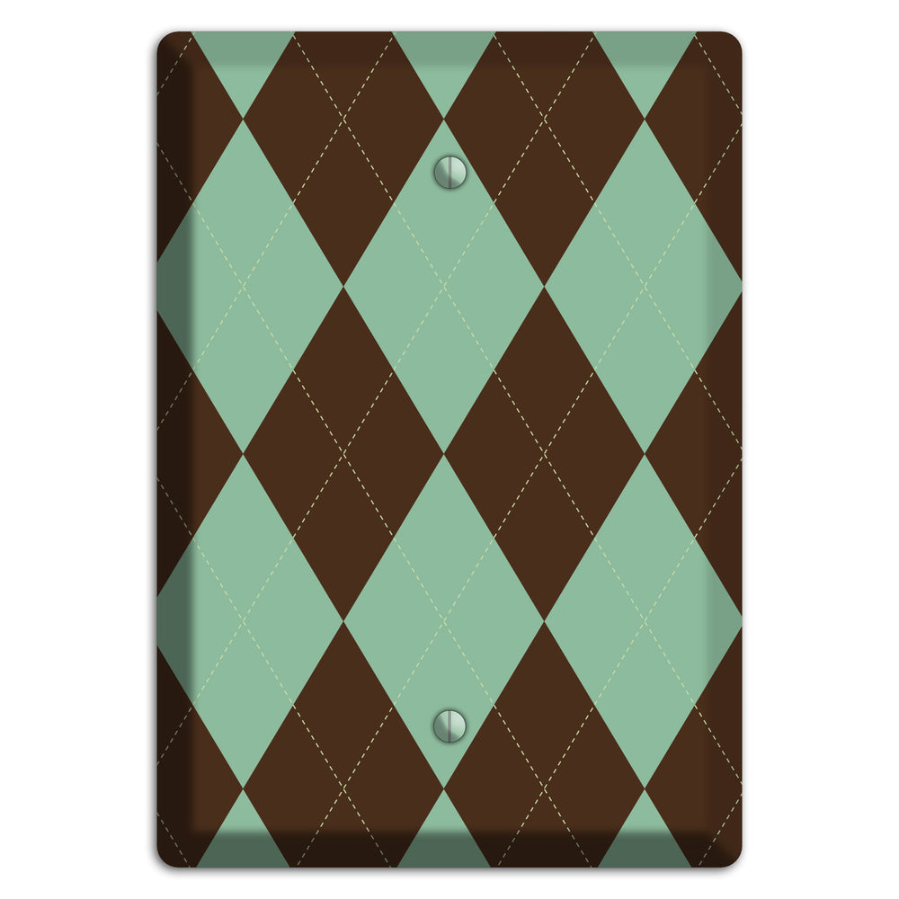 Green and Brown Argyle Blank Wallplate