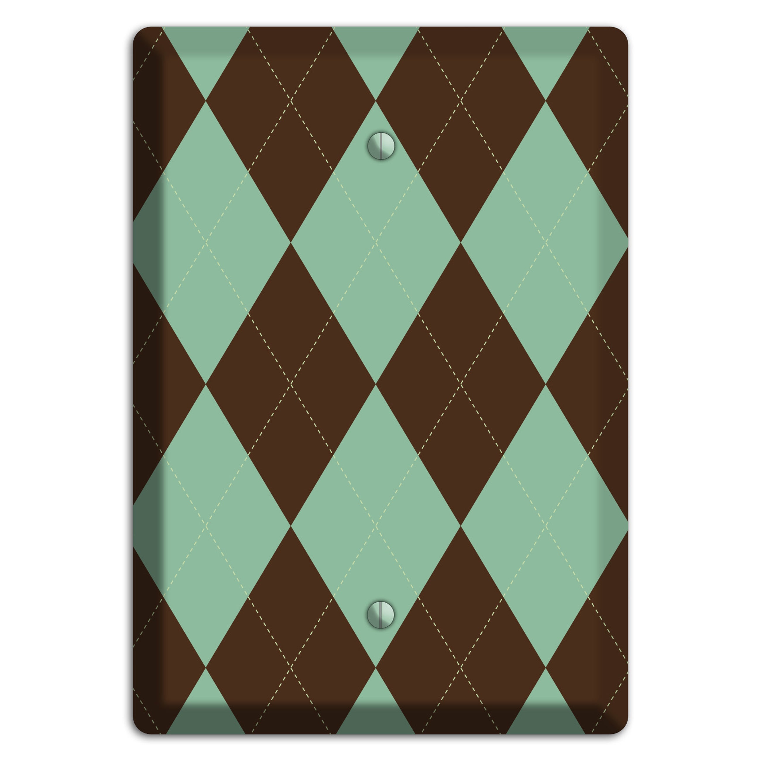 Green and Brown Argyle Blank Wallplate