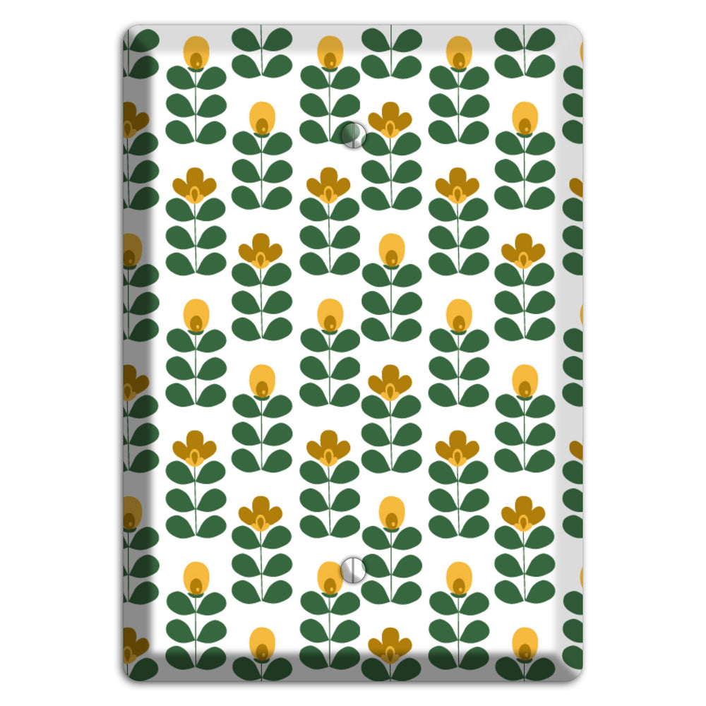 Dark Green Deco Floral Half Drop Blank Wallplate