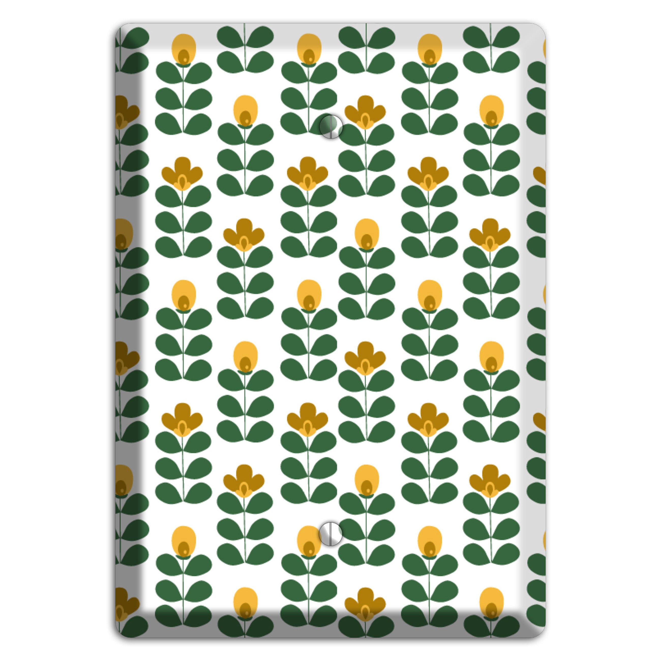 Dark Green Deco Floral Half Drop Blank Wallplate