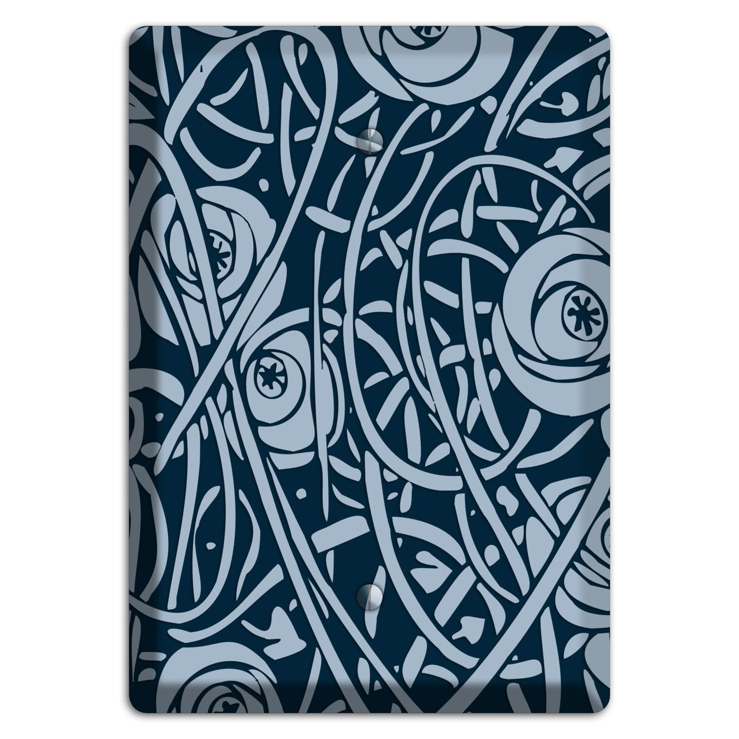 Navy Abstract Floral Blank Wallplate