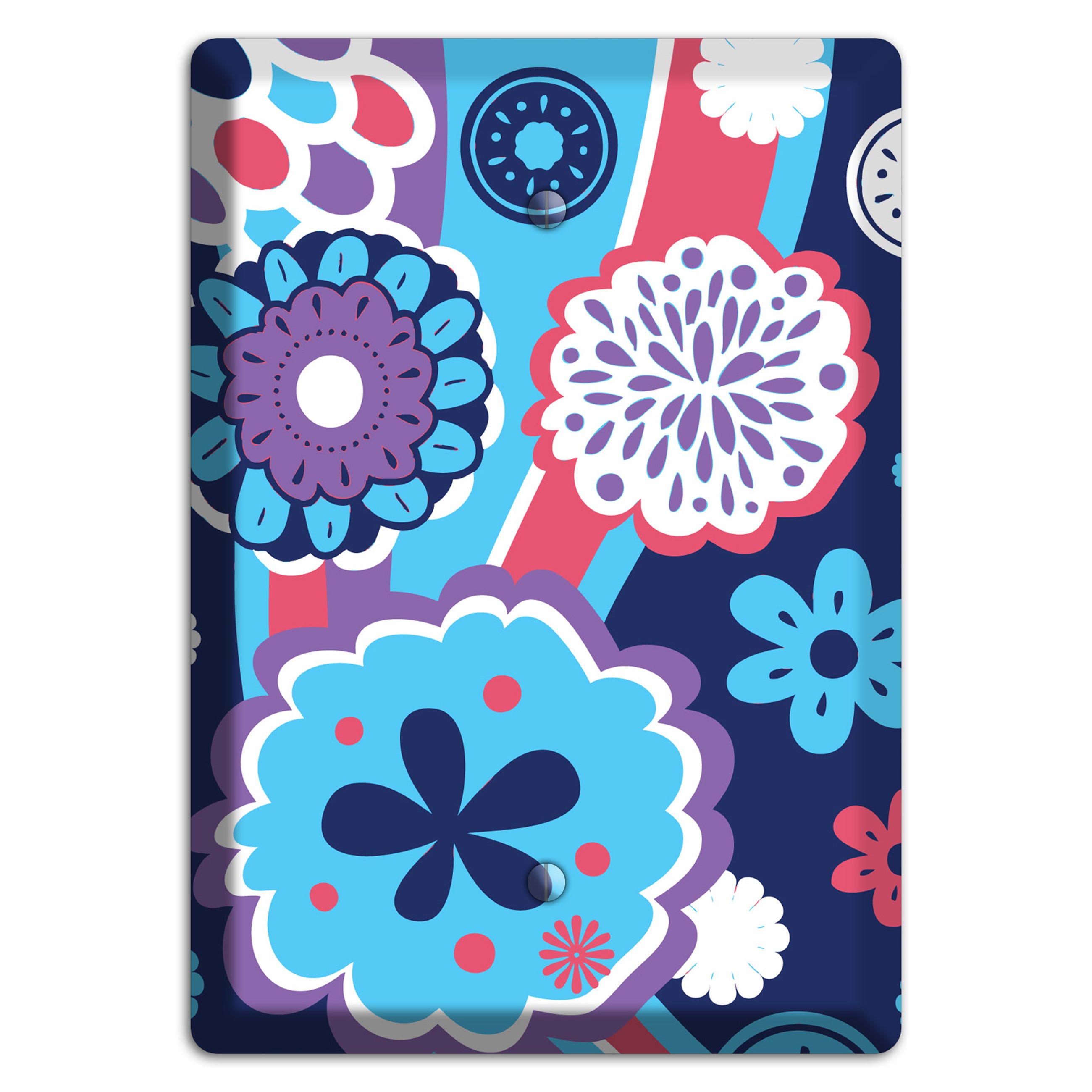 Blue Purple and Pink Retro Suzani Blank Wallplate