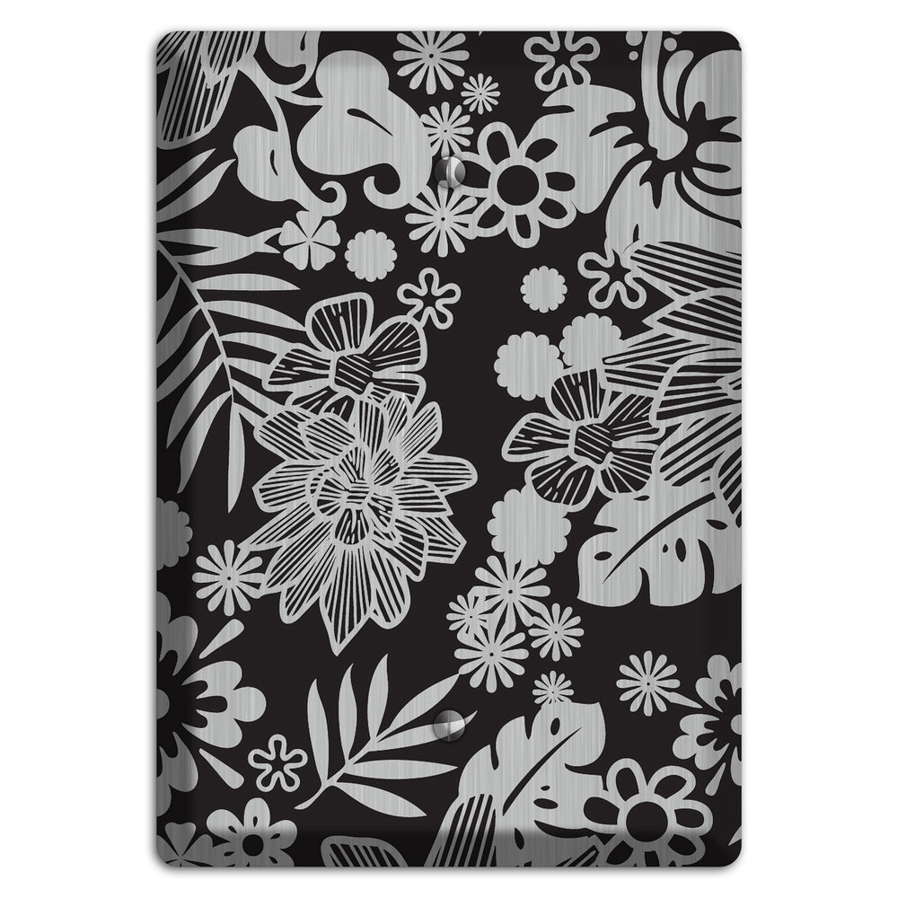 Black with Stainless Steel Tropical Blank Wallplate