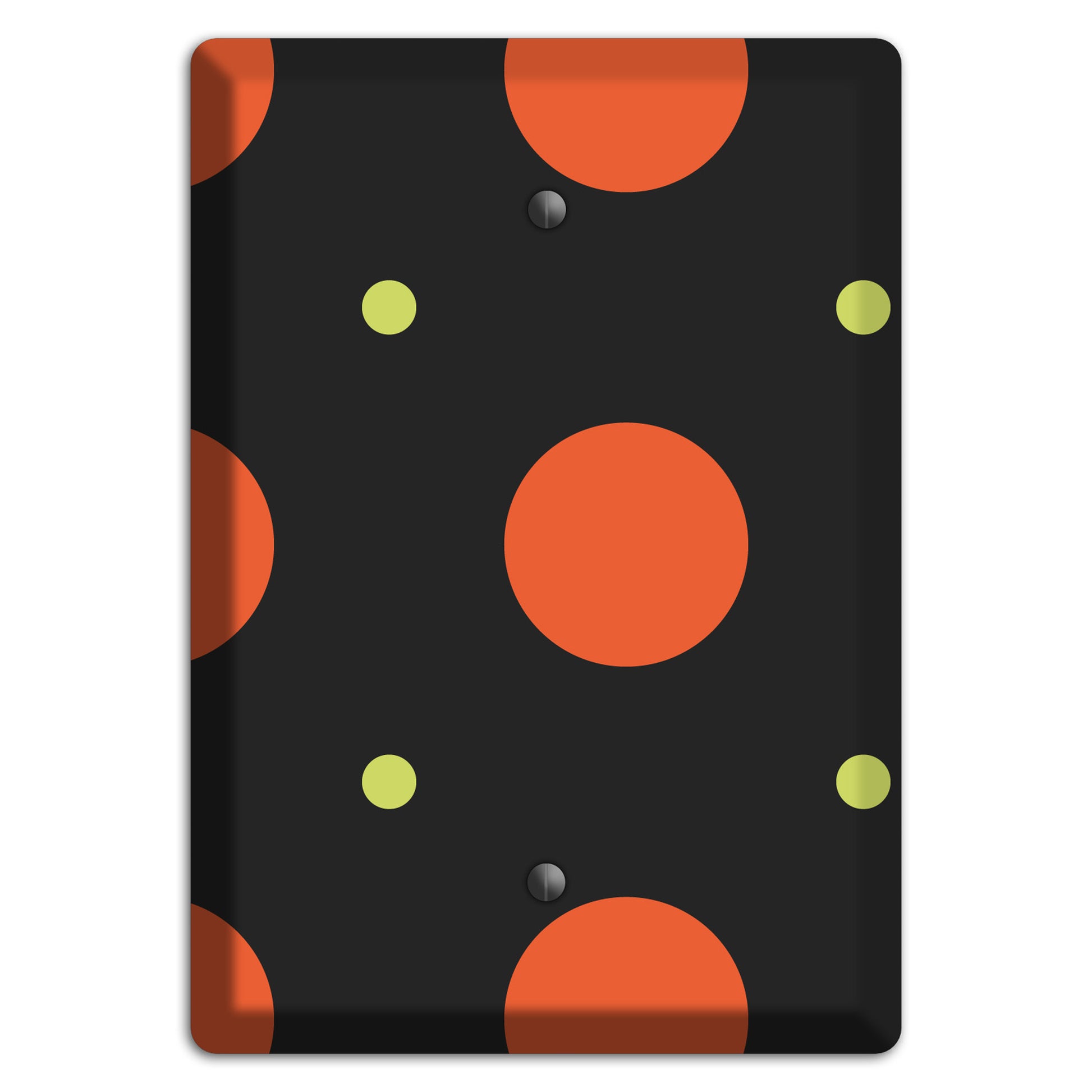 Black wih Orange and Lime Multi Tiled Medium Dots Blank Wallplate