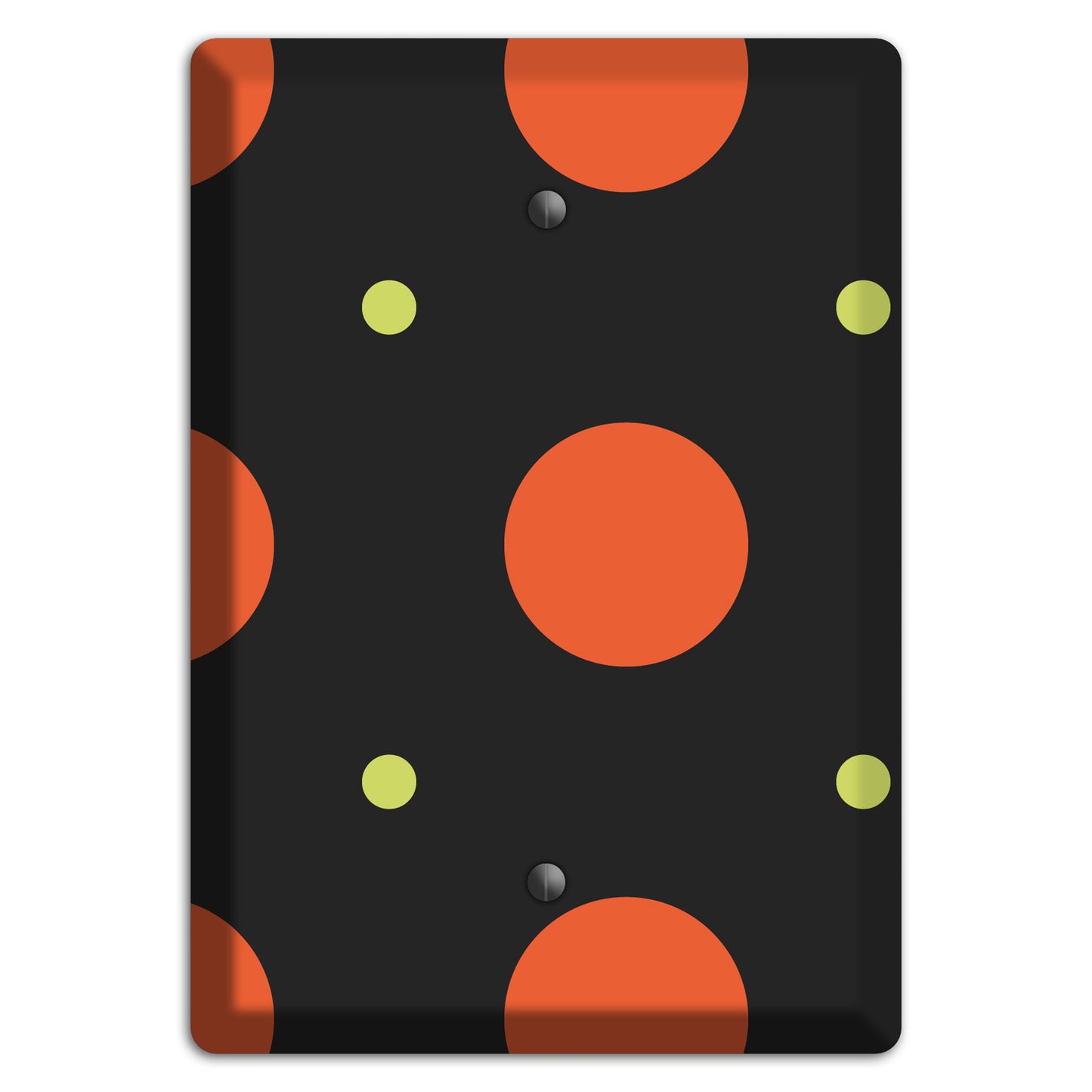 Black wih Orange and Lime Multi Tiled Medium Dots Blank Wallplate